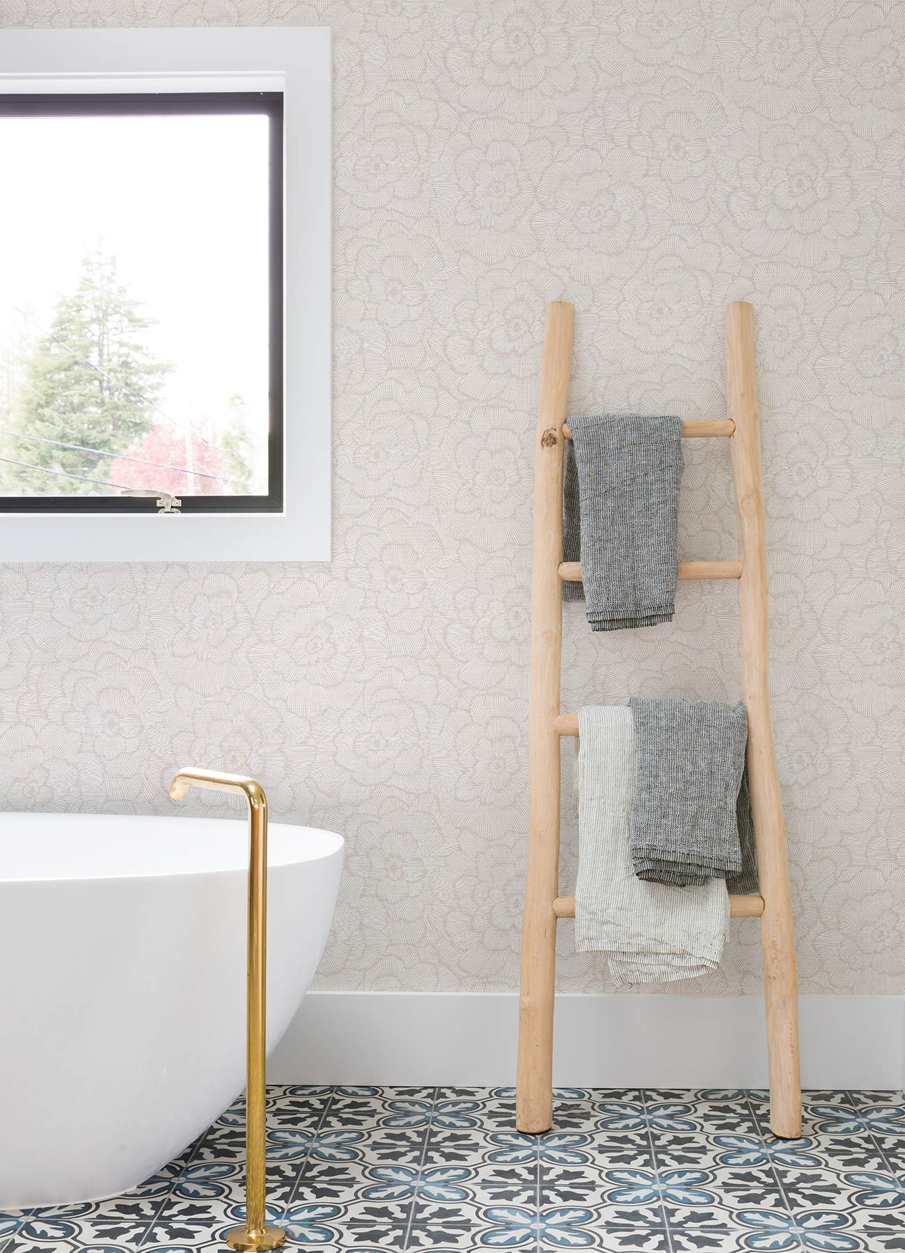 Periwinkle Pink Textured Floral Wallpaper