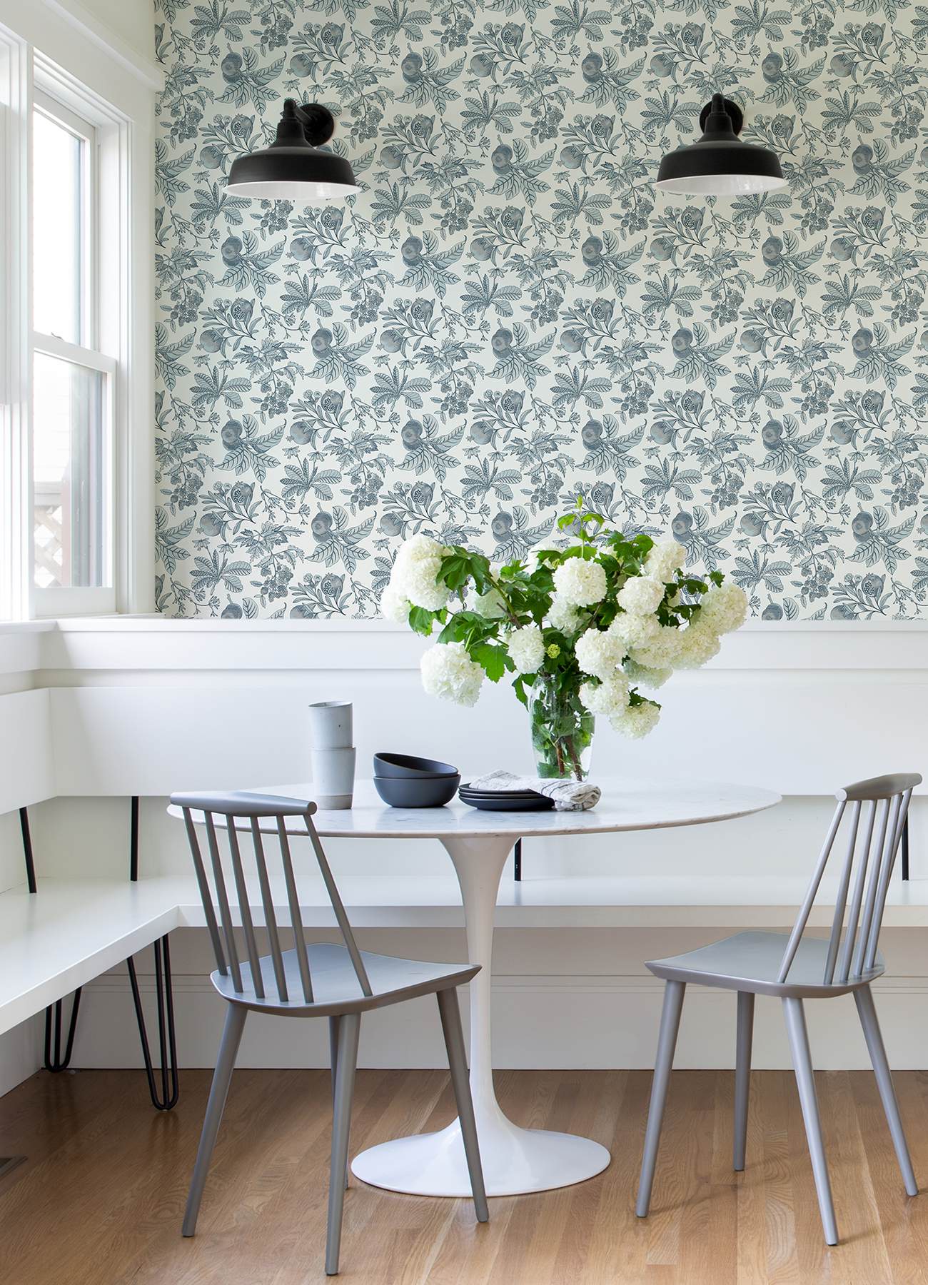 Cecilia Light Blue Fruit Wallpaper