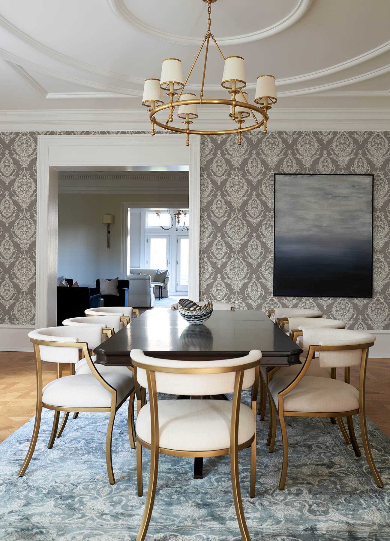 Arlie Grey Botanical Damask Wallpaper