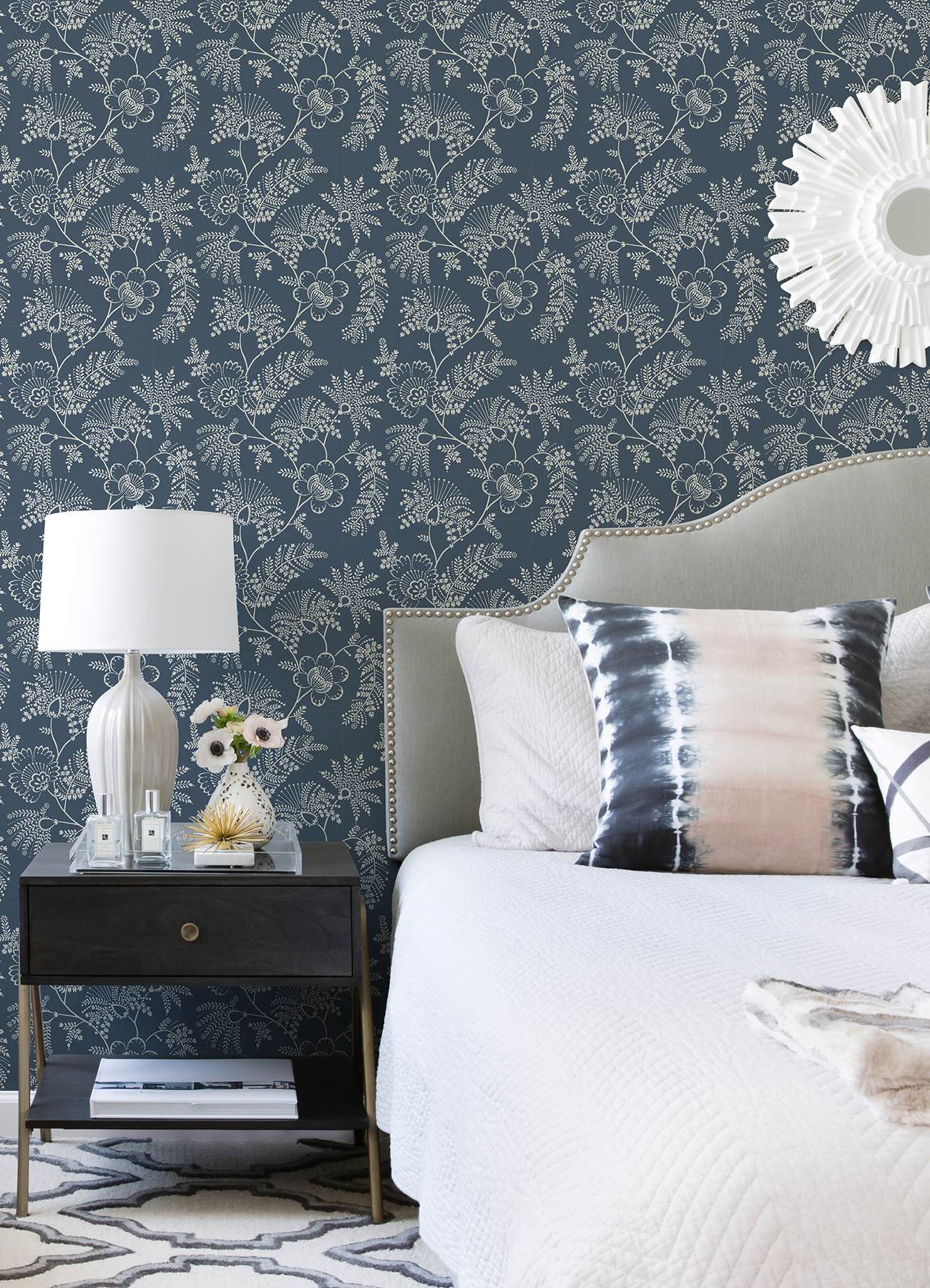 Maeve Dark Blue Jacobean Trail Wallpaper
