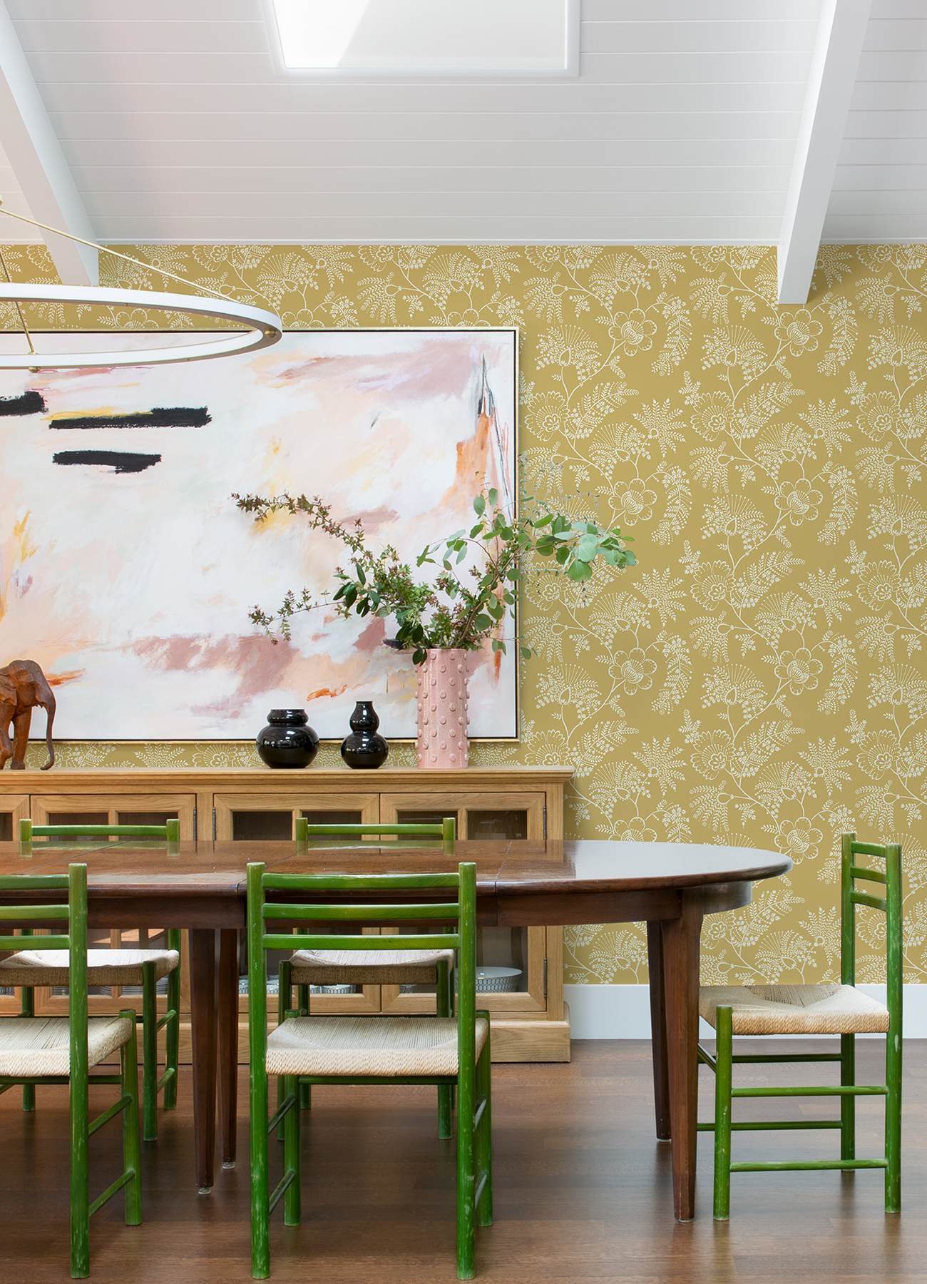 Maeve Mustard Jacobean Trail Wallpaper