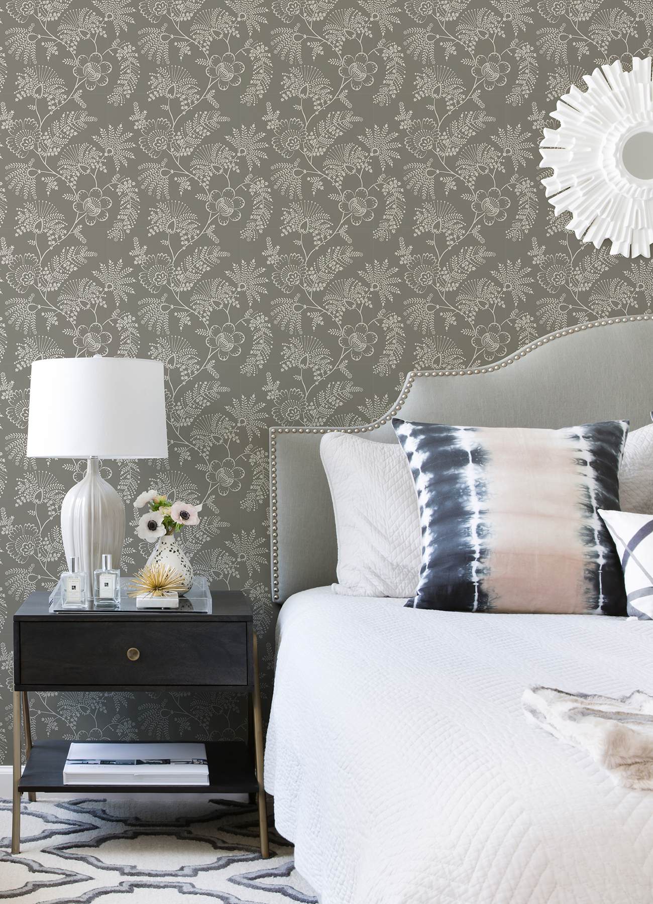 Maeve Grey Jacobean Trail Wallpaper