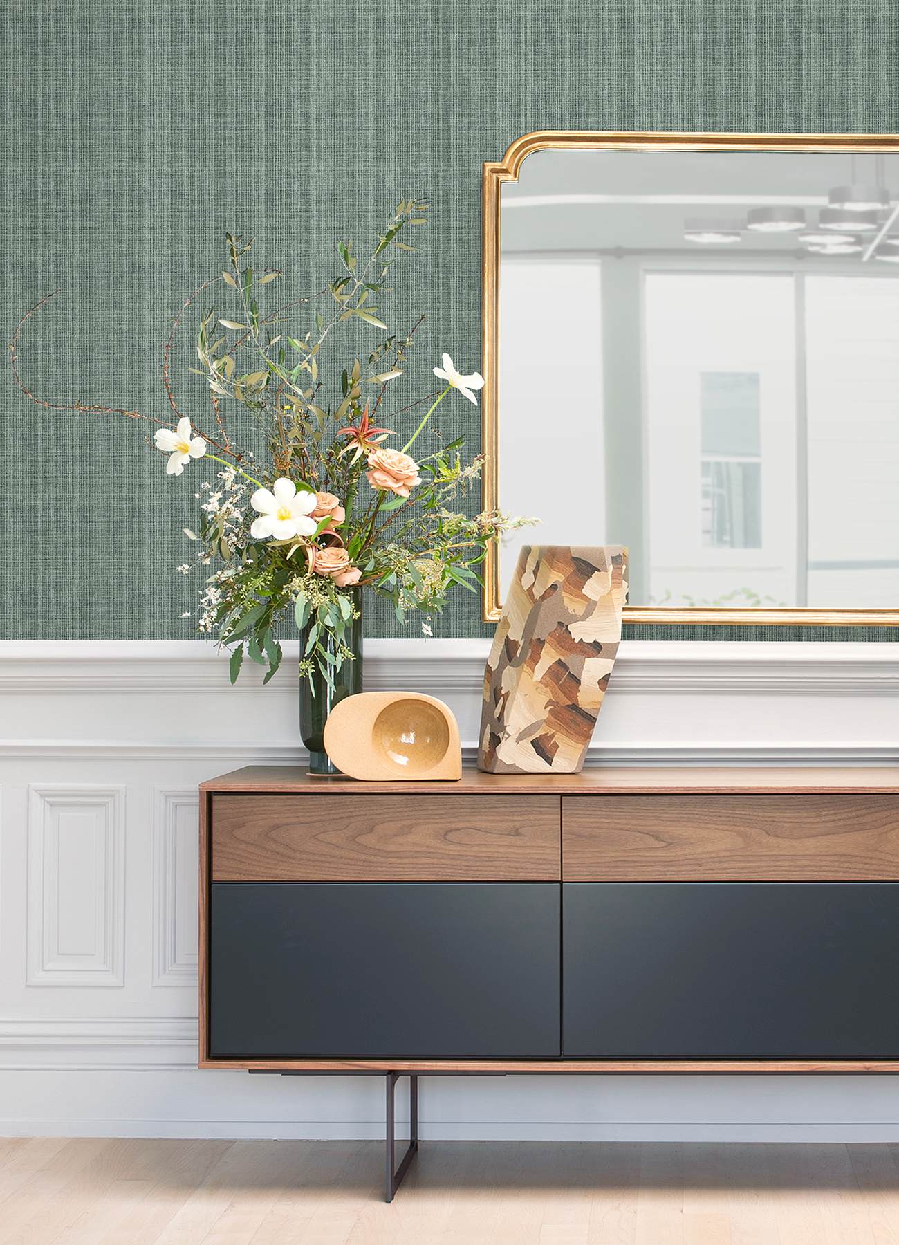 Kantera Green Fabric Texture Wallpaper