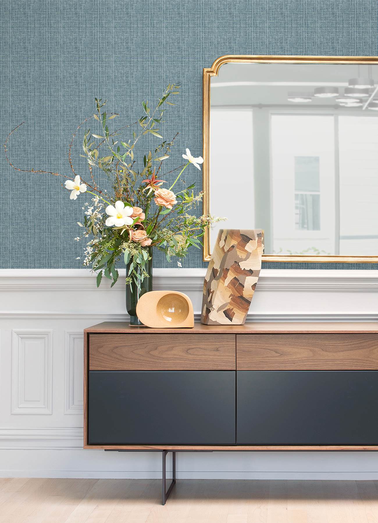 Kantera Blue Fabric Texture Wallpaper