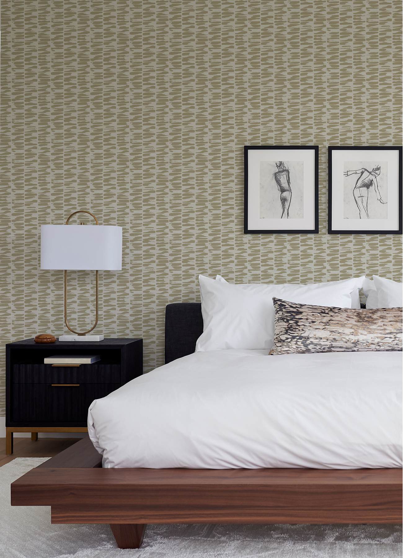 Myrtle Gold Abstract Stripe Wallpaper