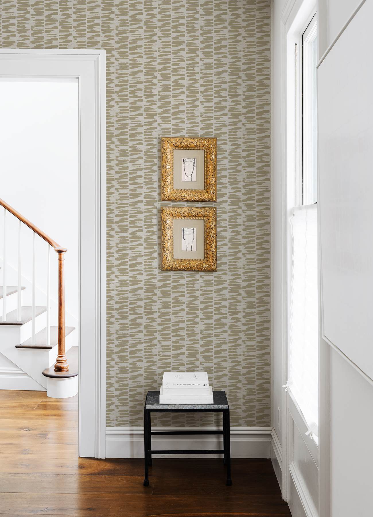 Myrtle Gold Abstract Stripe Wallpaper