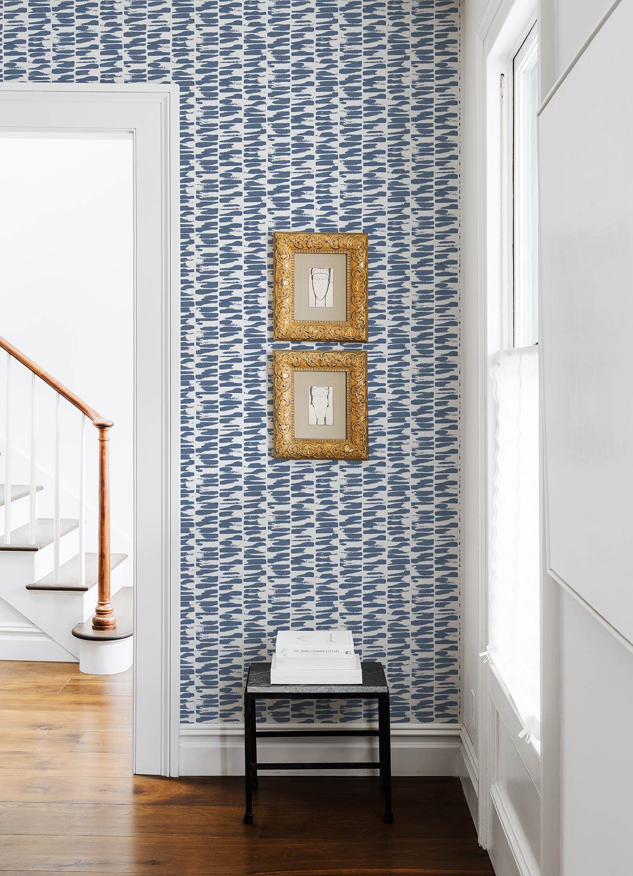 Myrtle Indigo Abstract Stripe Wallpaper