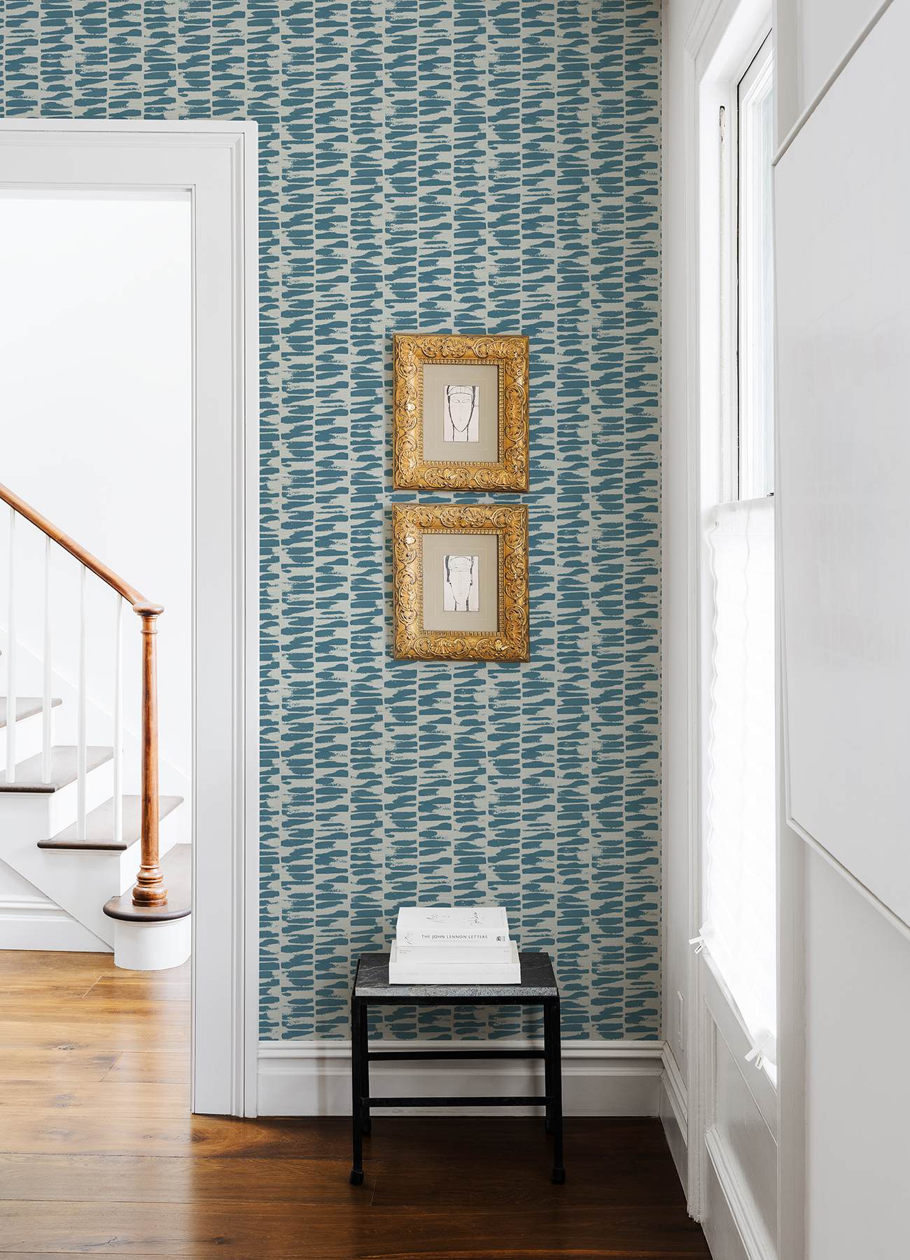 Myrtle Sea Green Abstract Stripe Wallpaper