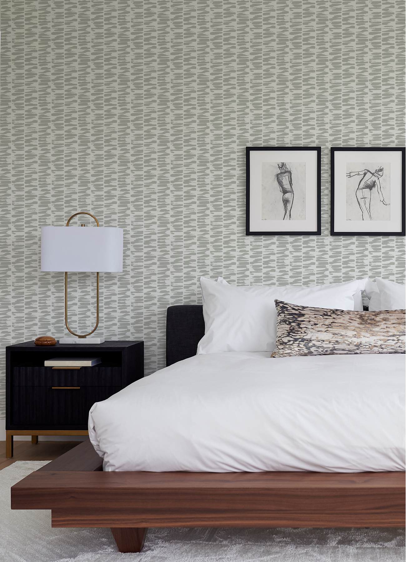 Myrtle Grey Abstract Stripe Wallpaper