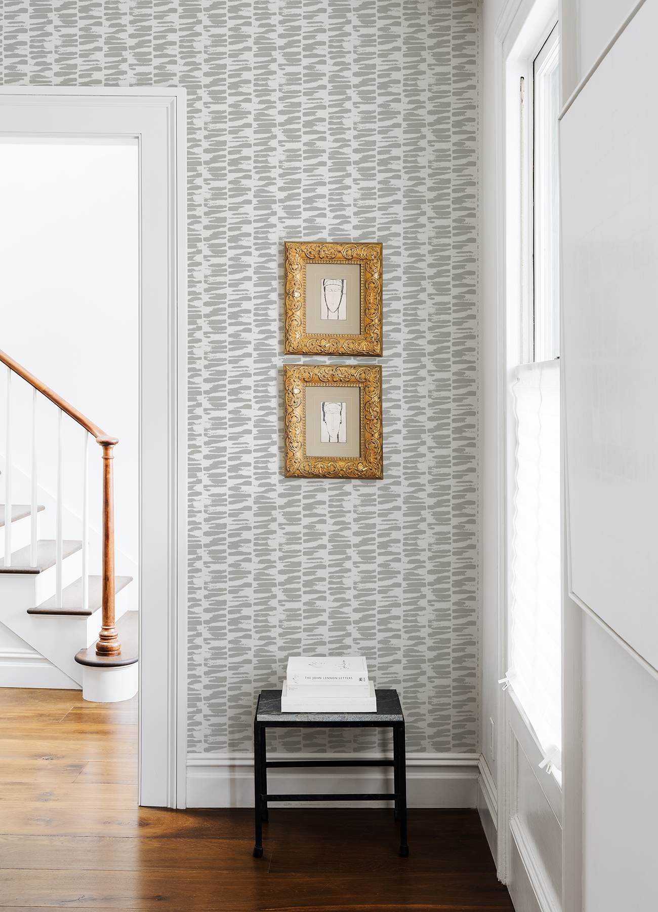 Myrtle Grey Abstract Stripe Wallpaper