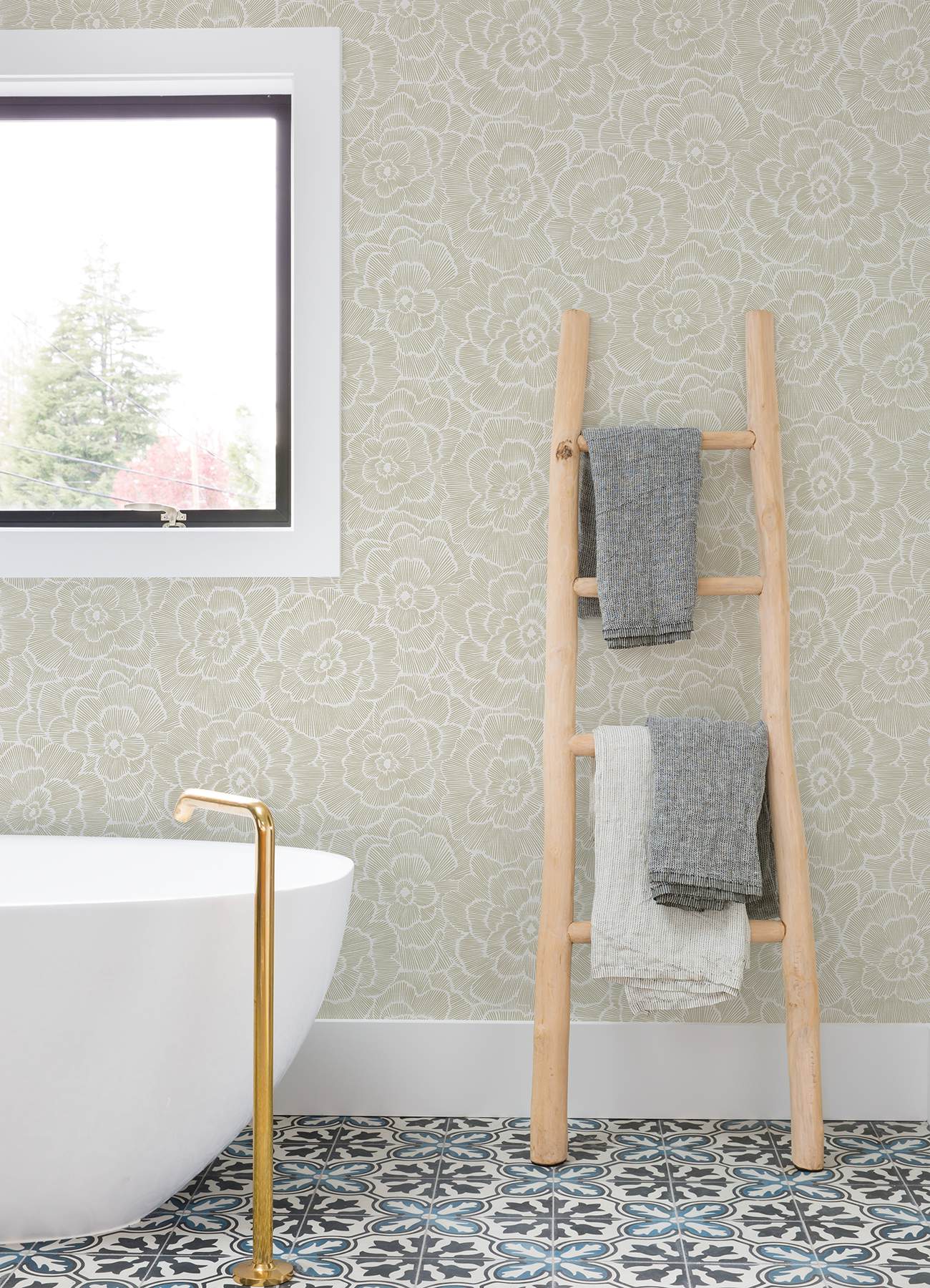 Periwinkle Stone Textured Floral Wallpaper