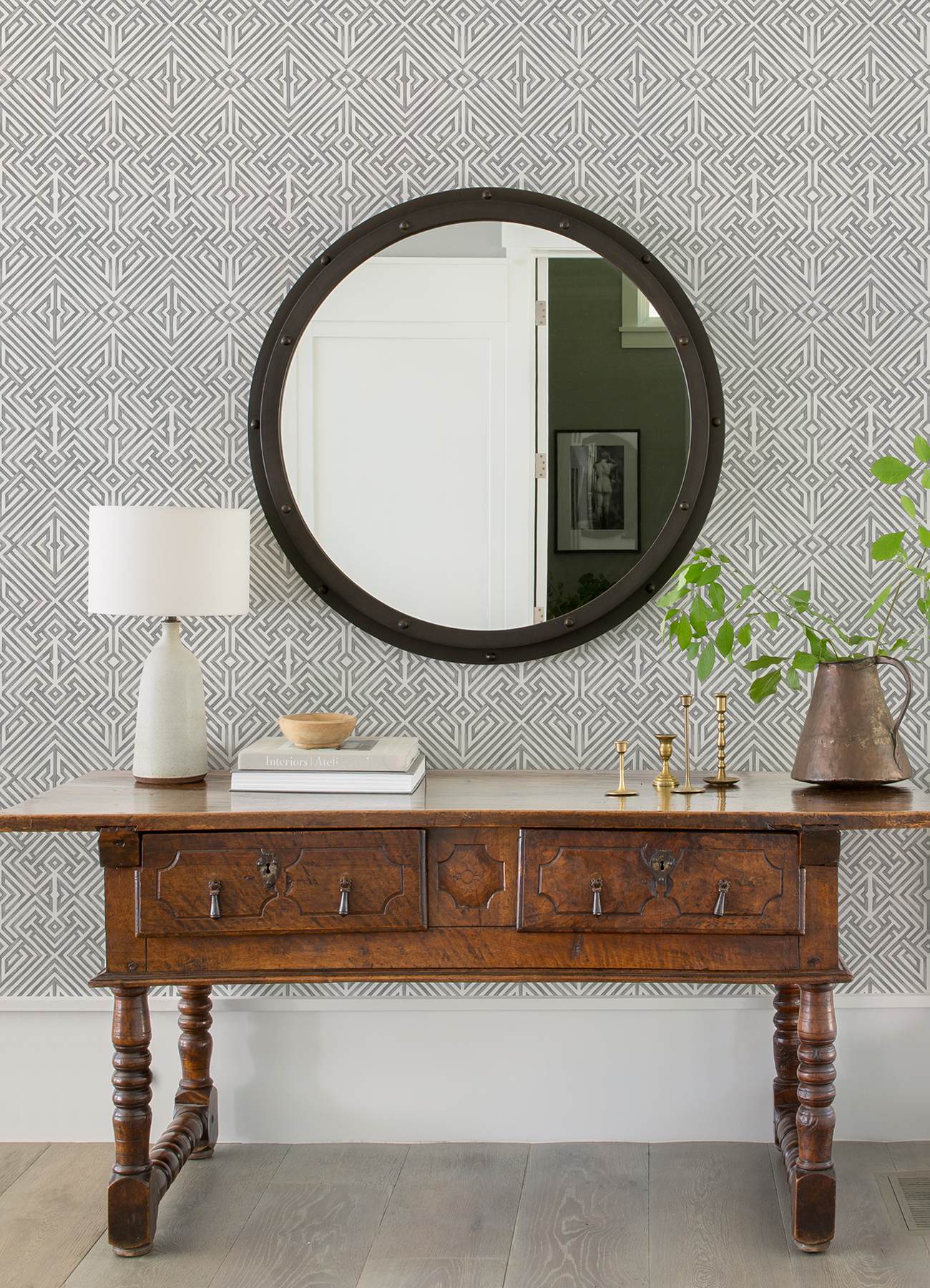 Lyon Grey Geometric Key Wallpaper