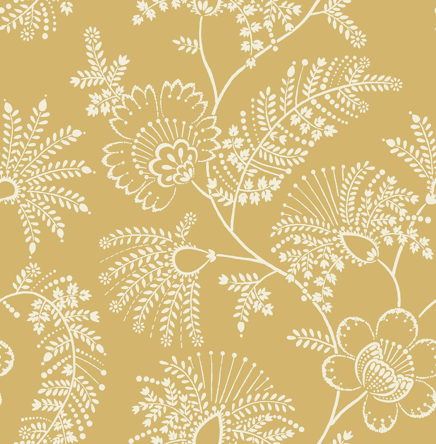 Maeve Mustard Jacobean Trail Wallpaper
