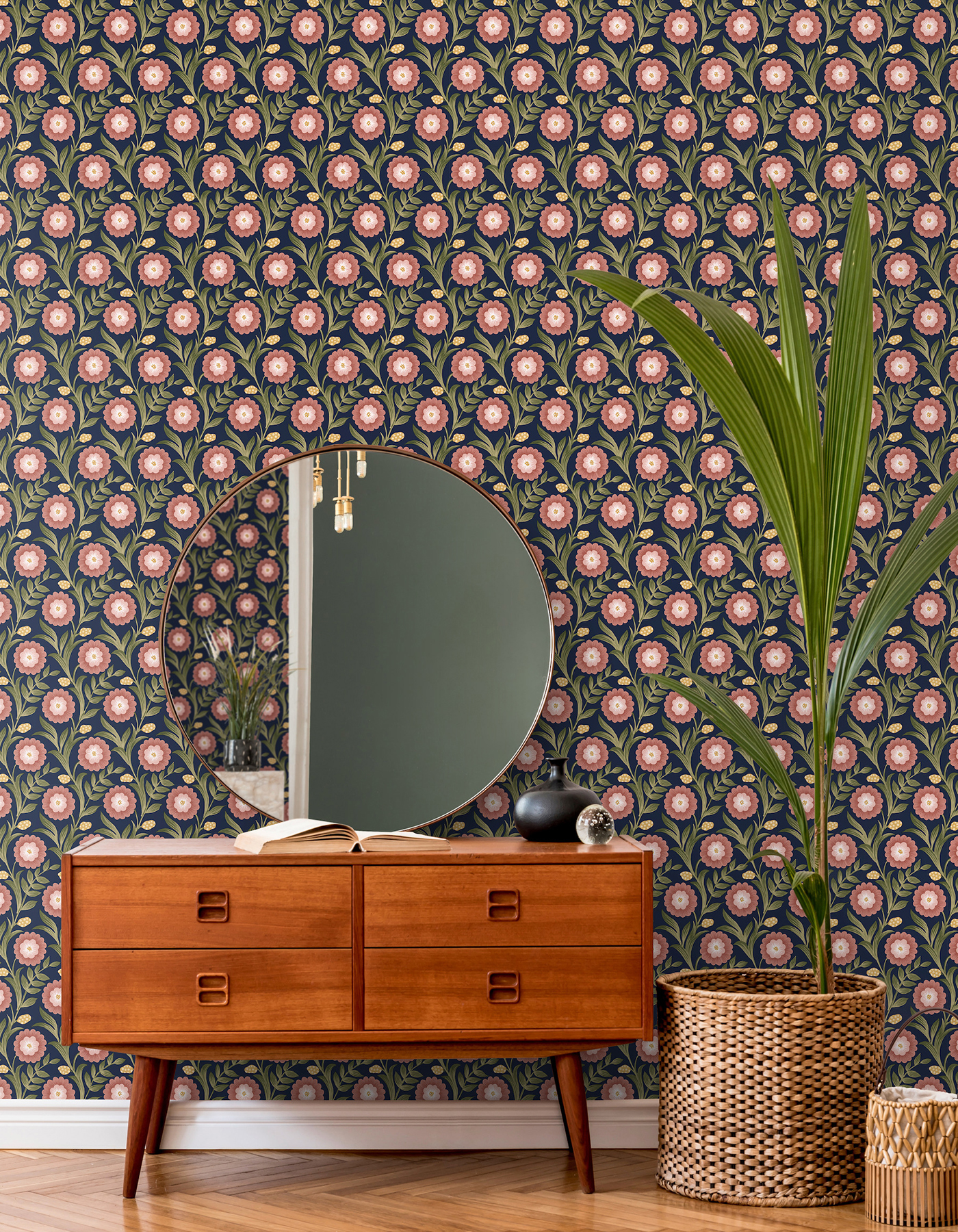 Lillian Blue Floral Vine Peel & Stick Wallpaper