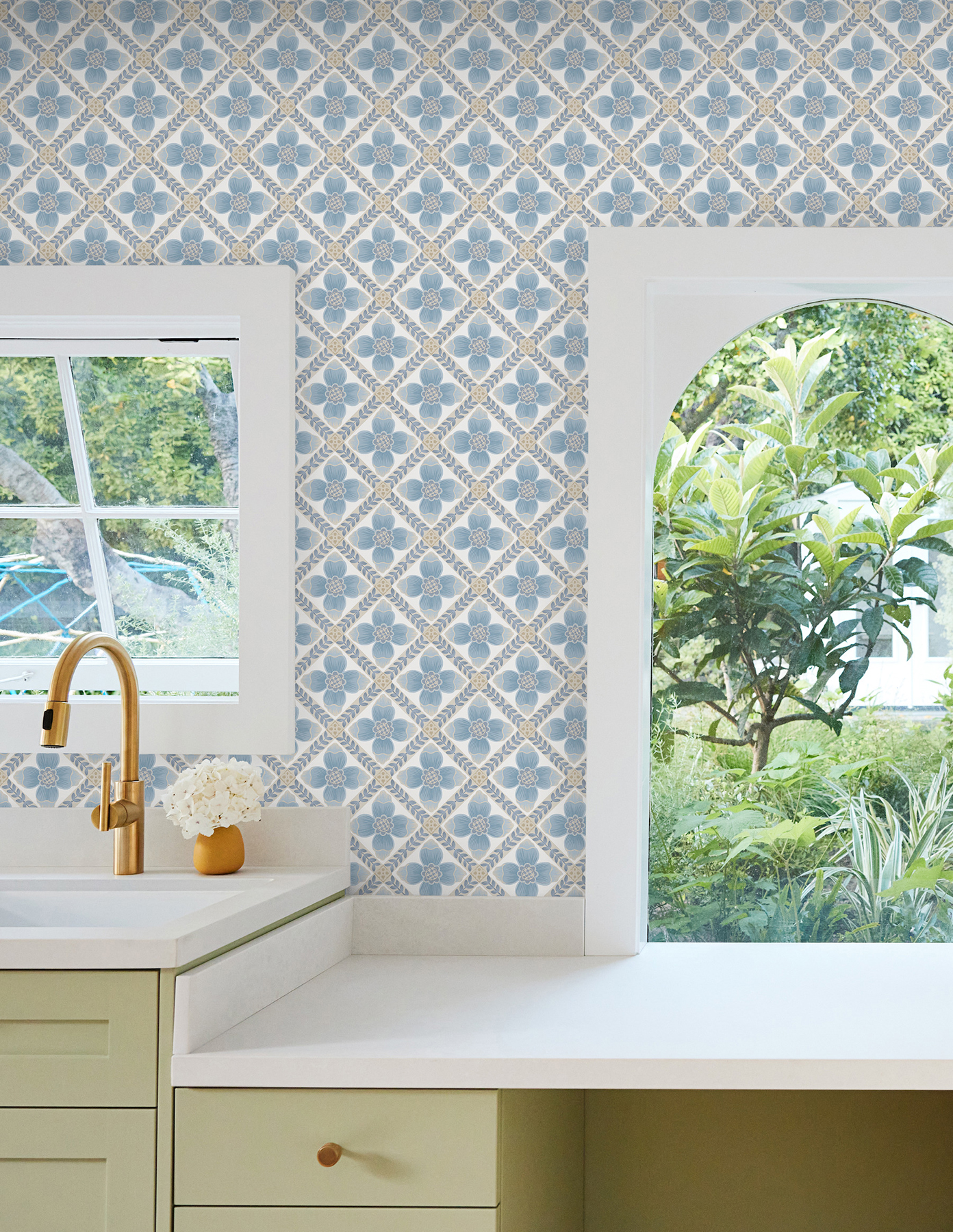 Mimi Blue Quilted Floral Peel & Stick Wallpaper