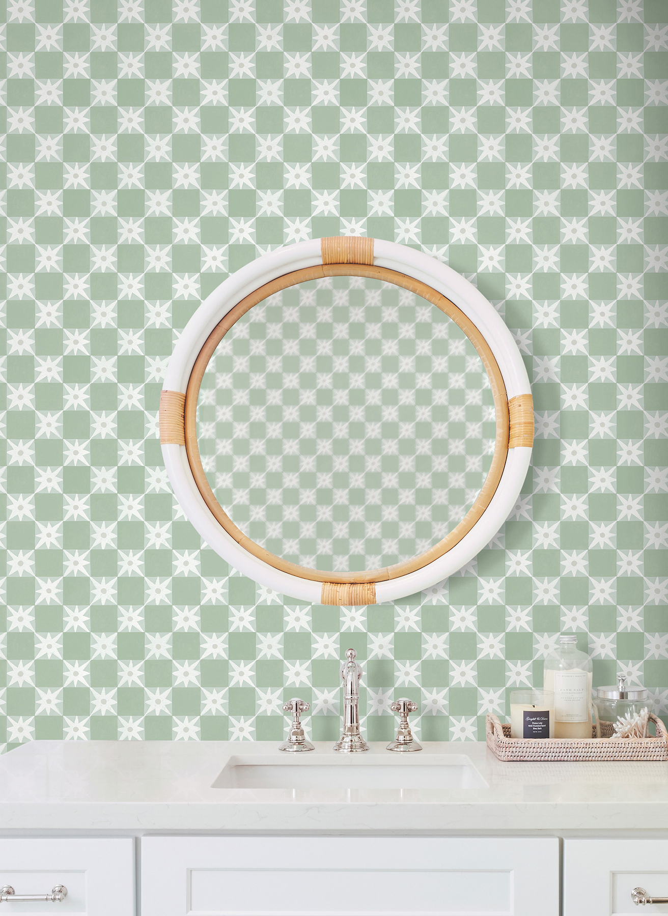 Stardust Green Checkerboard Peel & Stick Wallpaper