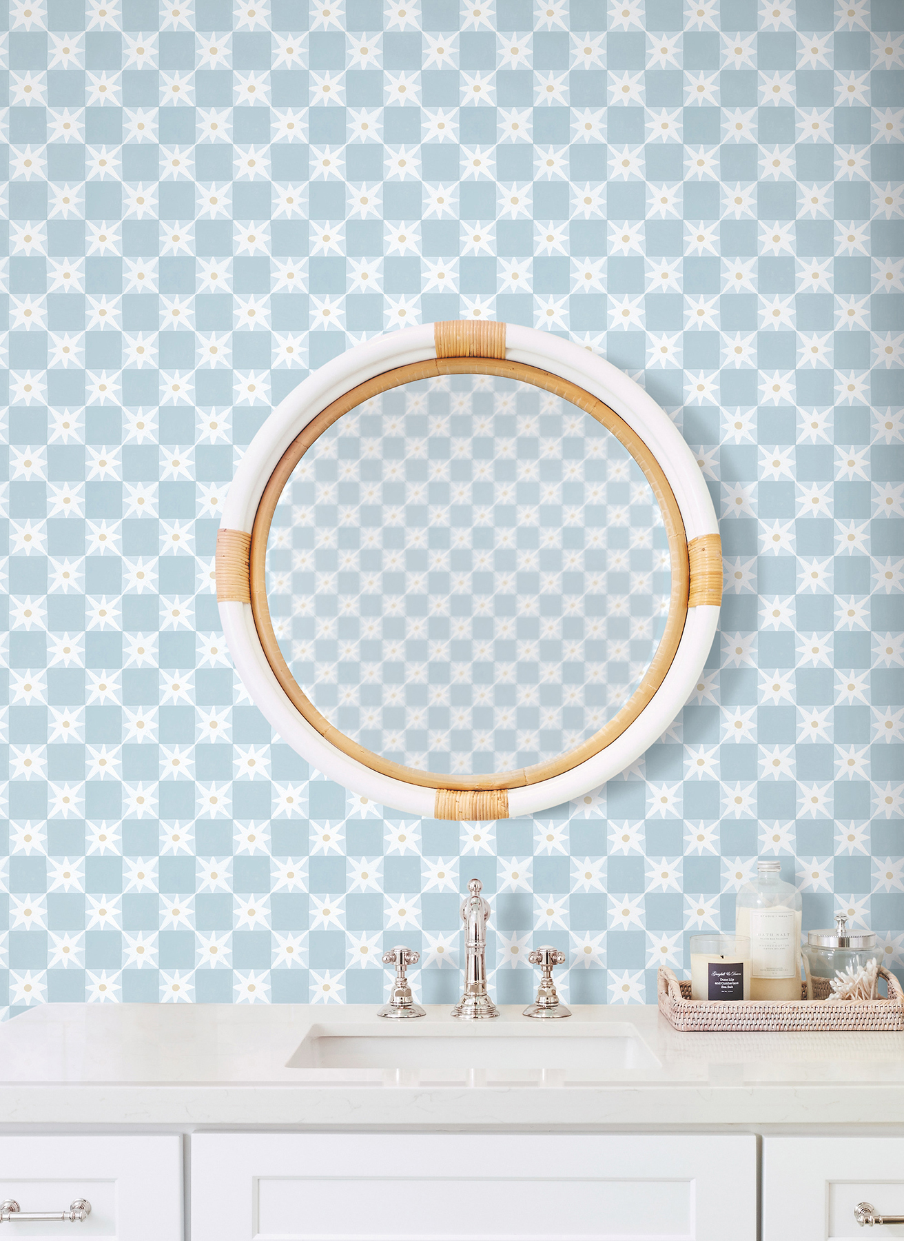 Stardust Blue Checkerboard Peel & Stick Wallpaper