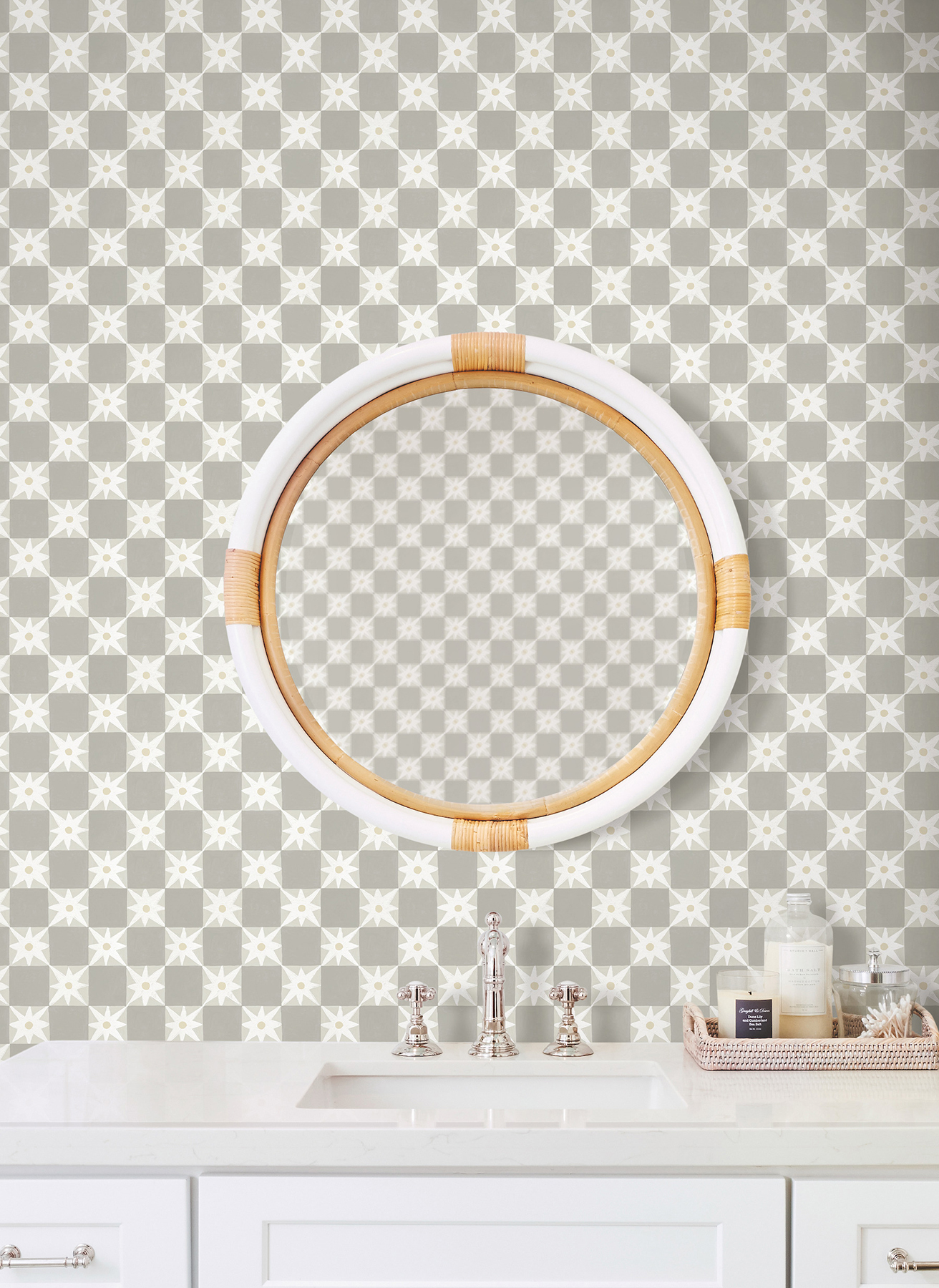 Stardust Warm Grey Checkerboard Peel & Stick Wallpaper