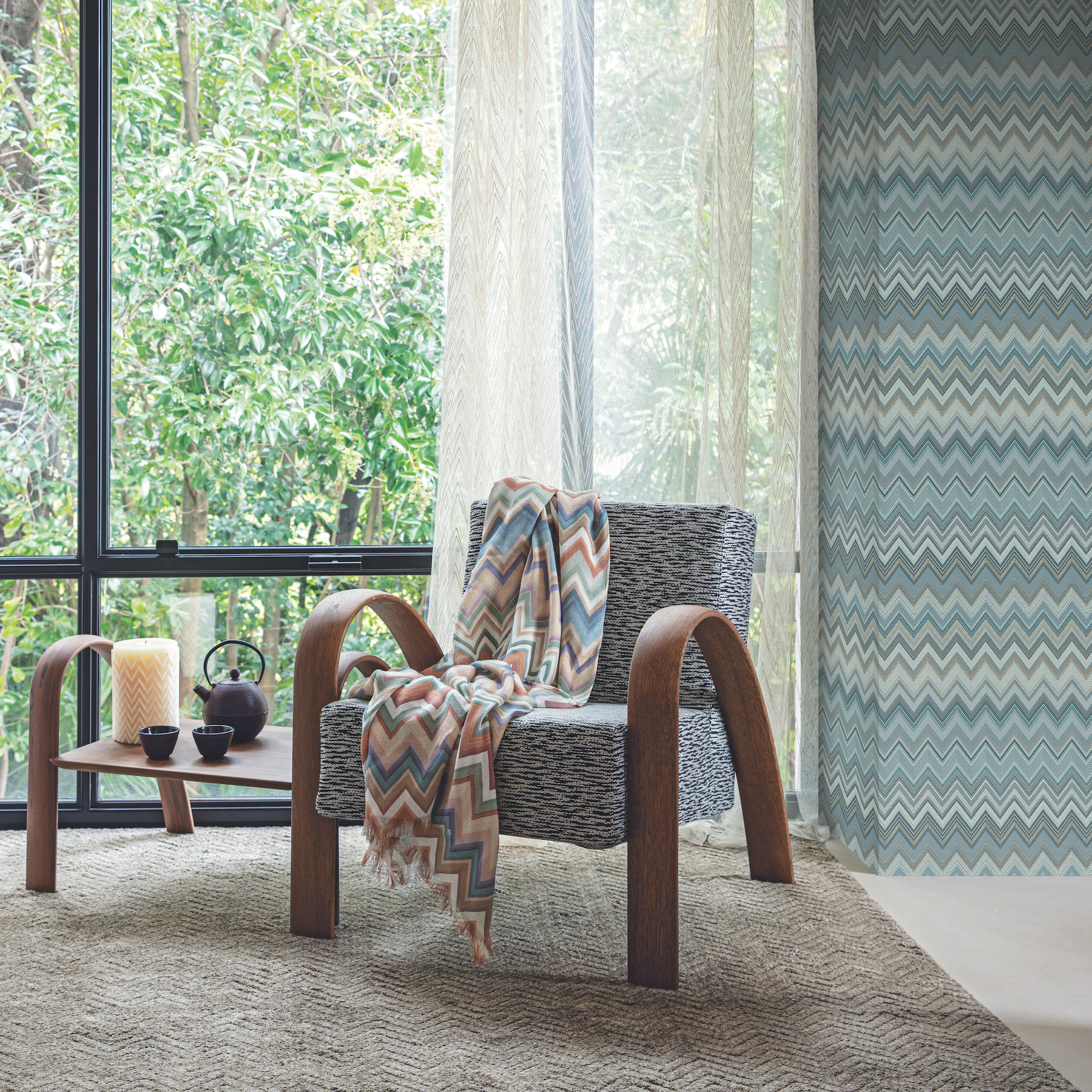 Happy Zigzag Blue Wallpaper