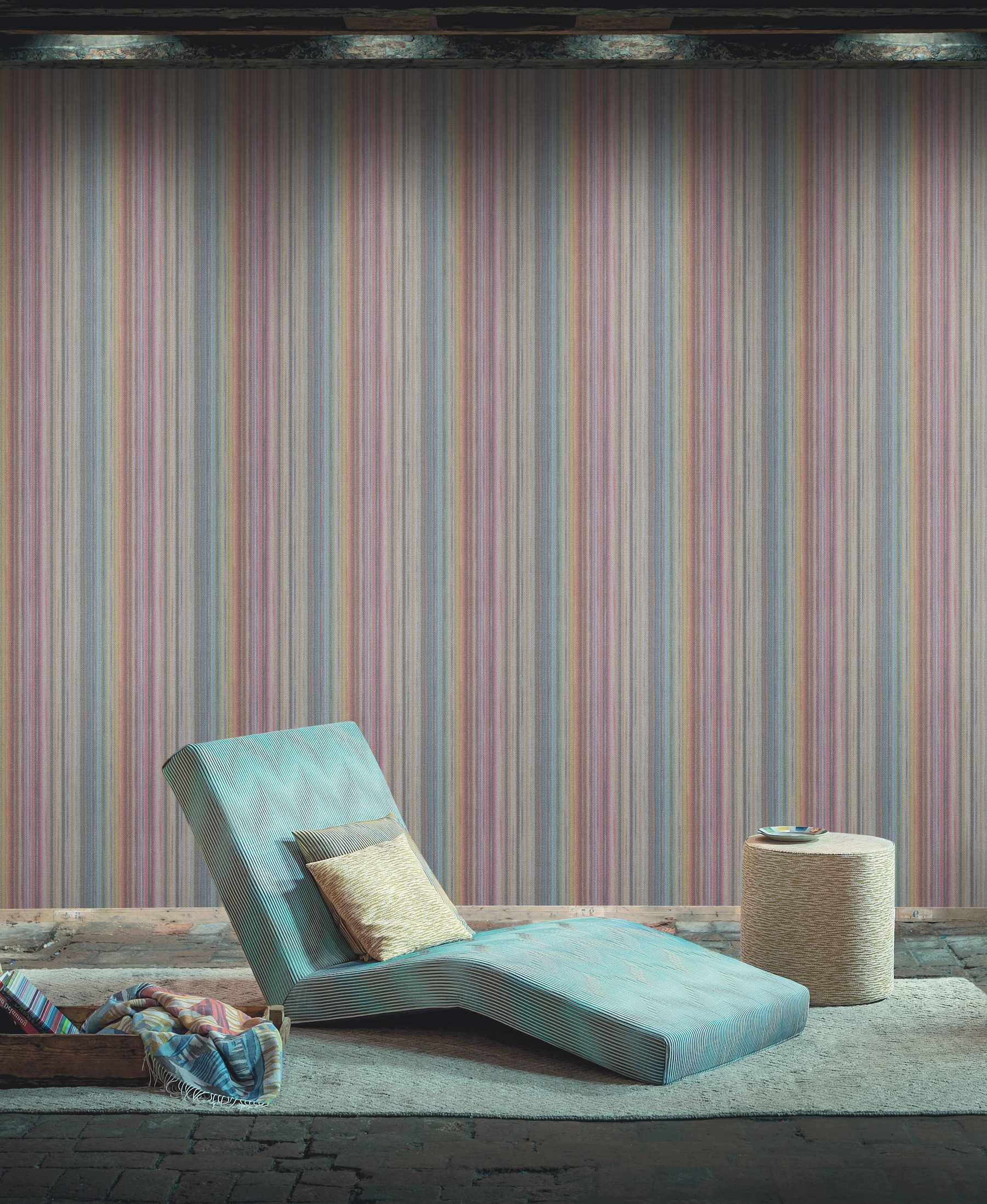 Striped Sunset Glitter Blue Wallpaper