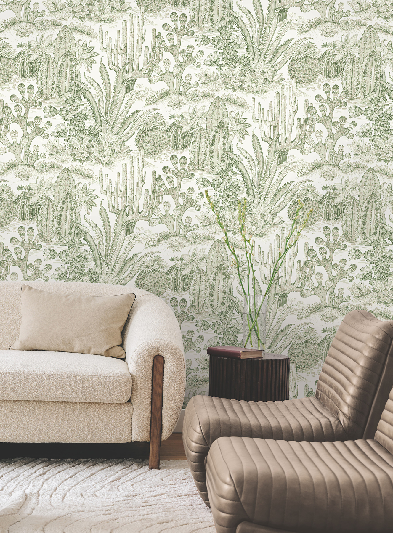 Lotus Land Cacti Palm Wallpaper