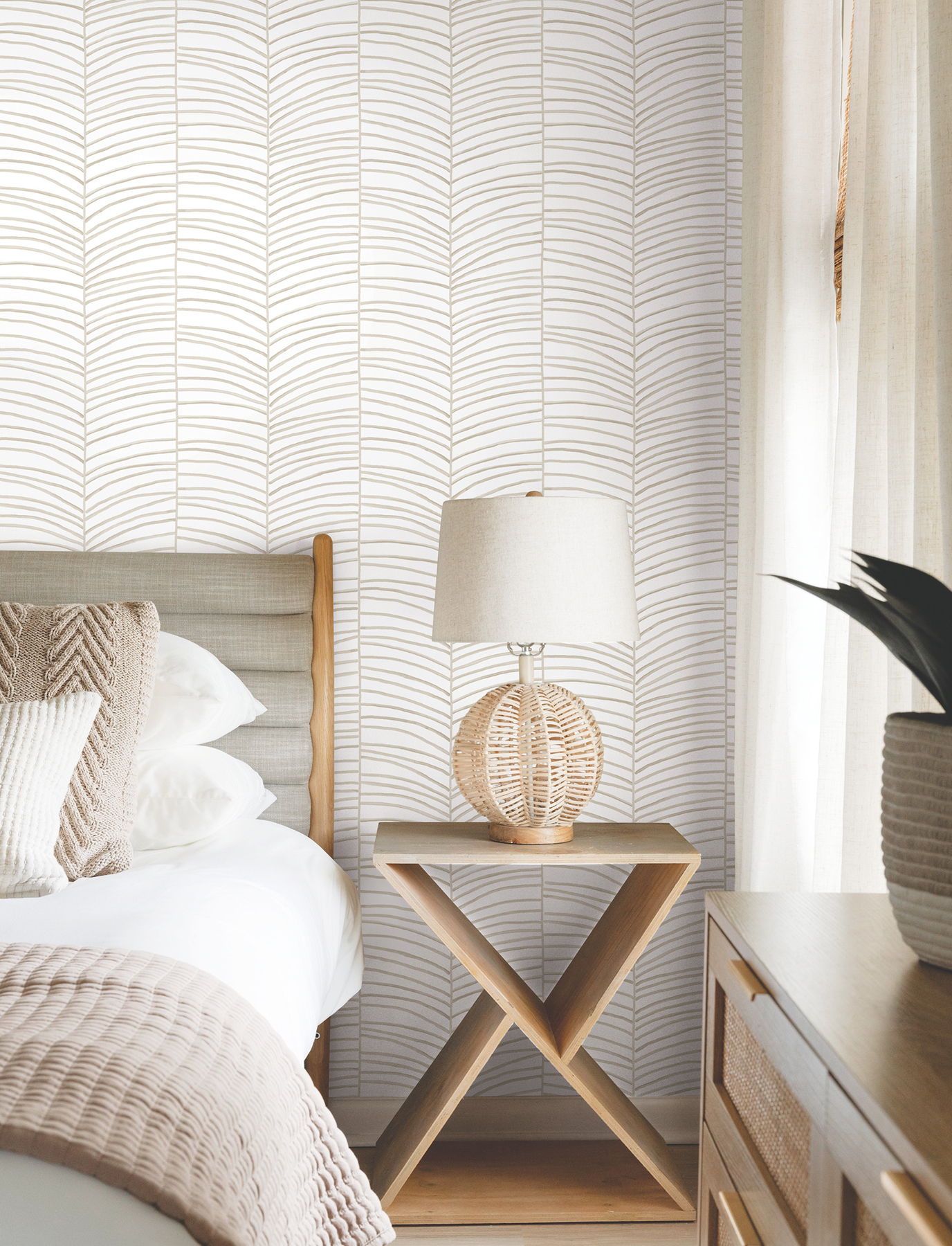 Cascade Palm Chevron Dune Wallpaper