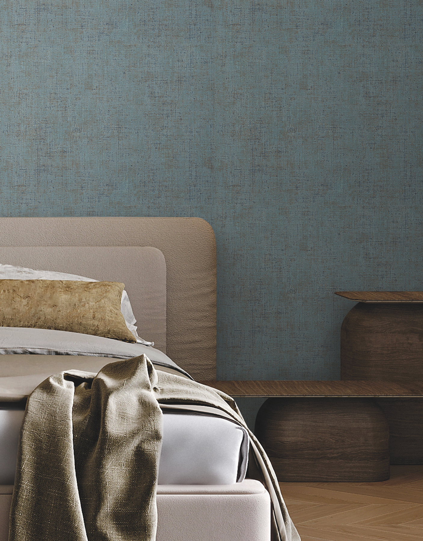 Alma Blue Faux Weave Wallpaper
