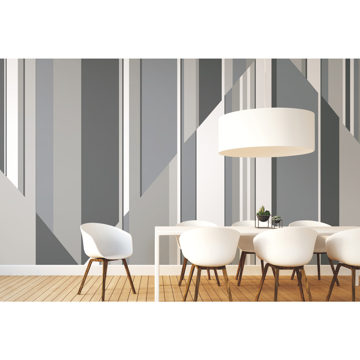 Pinwheel Stripe Grey Wall Mural