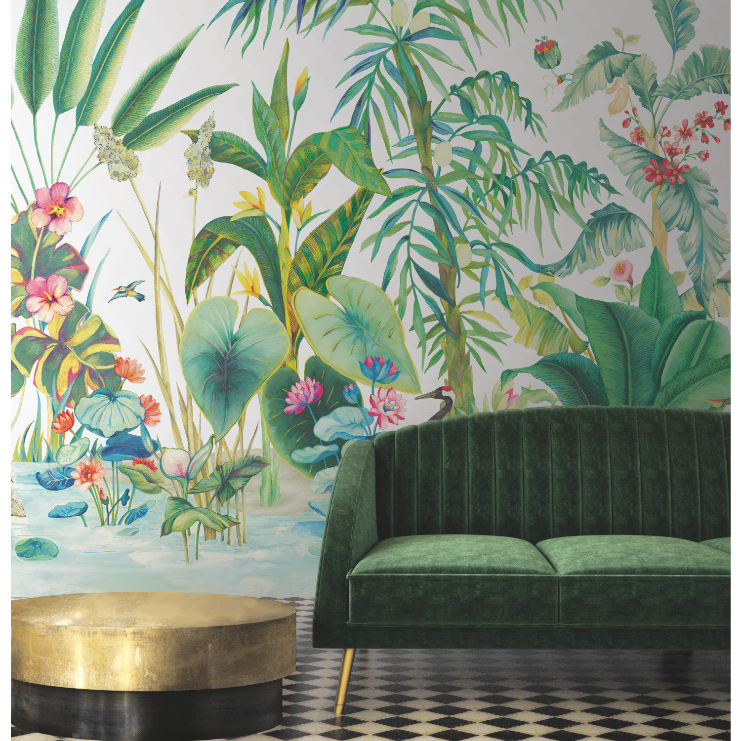 Tropical Panoramic White Wall Mural