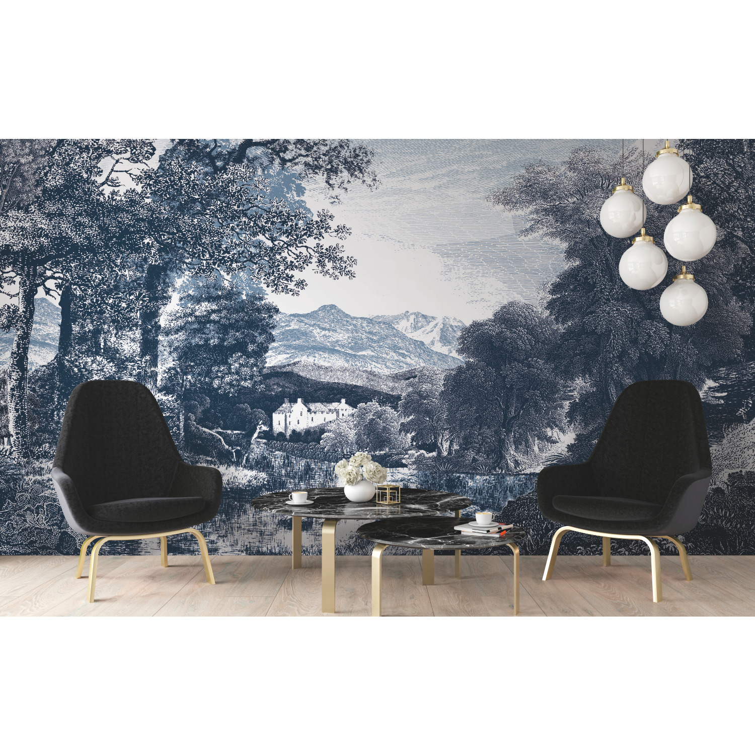 Provincial Scenic Navy Wall Mural