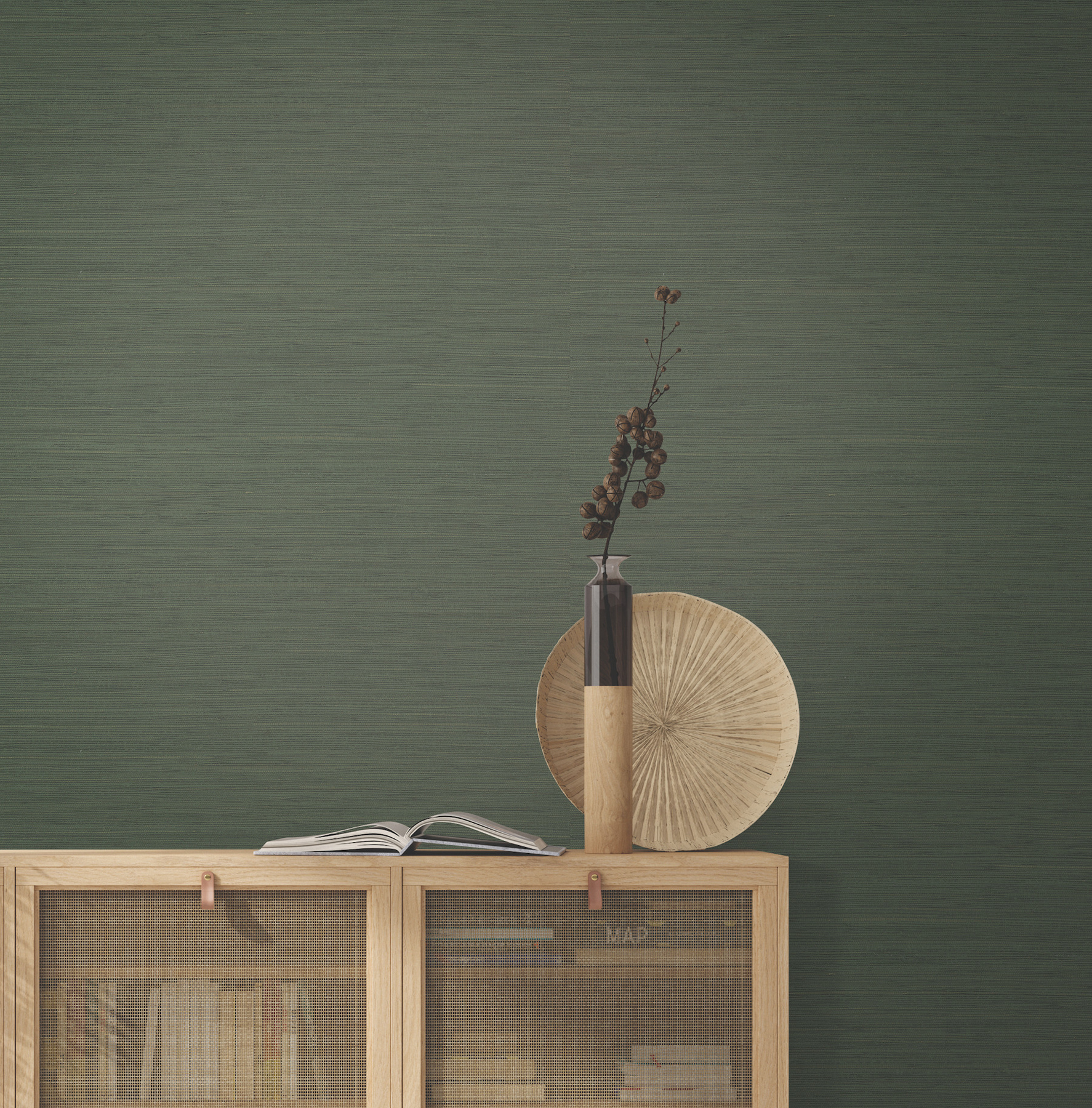 Painted Hemp Green Wallpaper