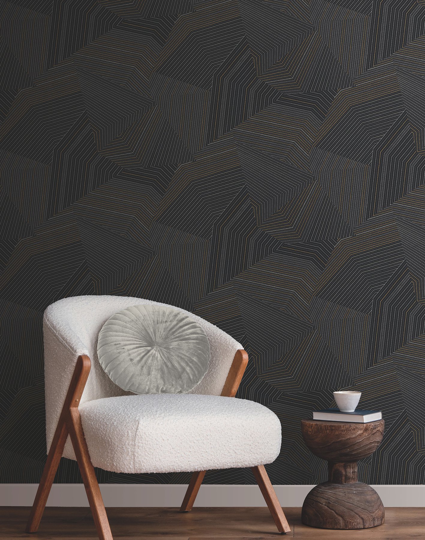 Dotted Maze Black Wallpaper