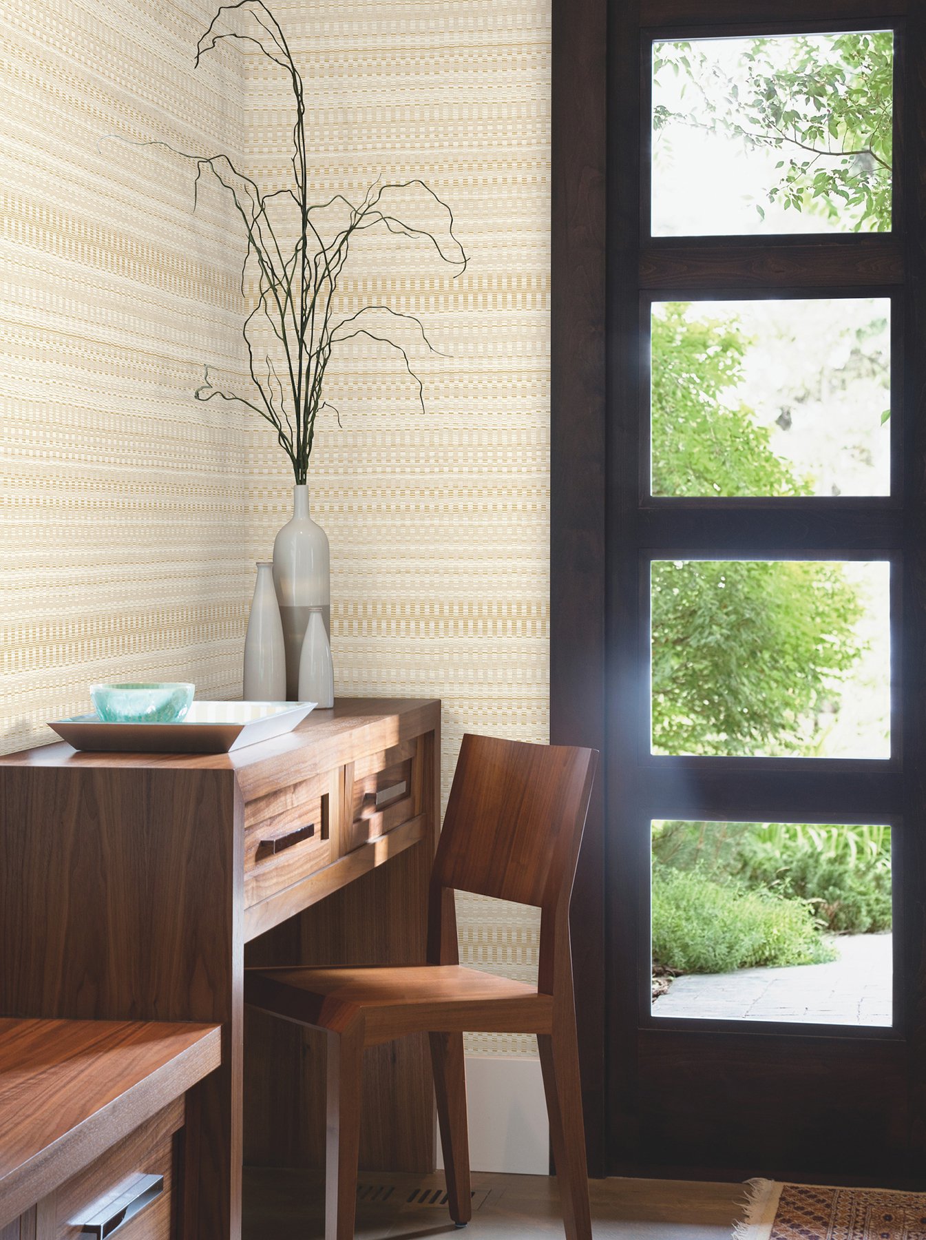 Tapestry Stitch Mustard Wallpaper