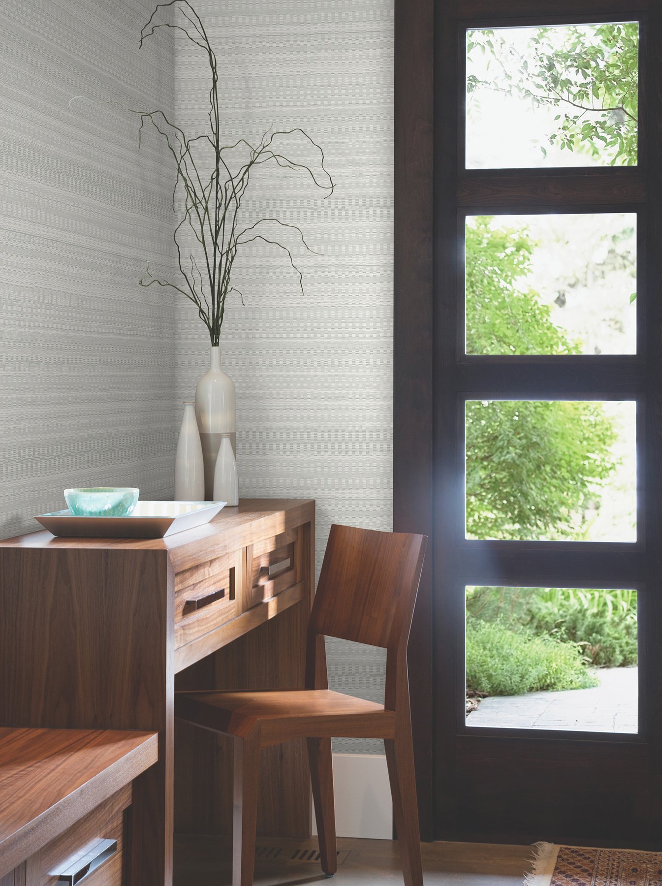 Tapestry Stitch Grey Wallpaper