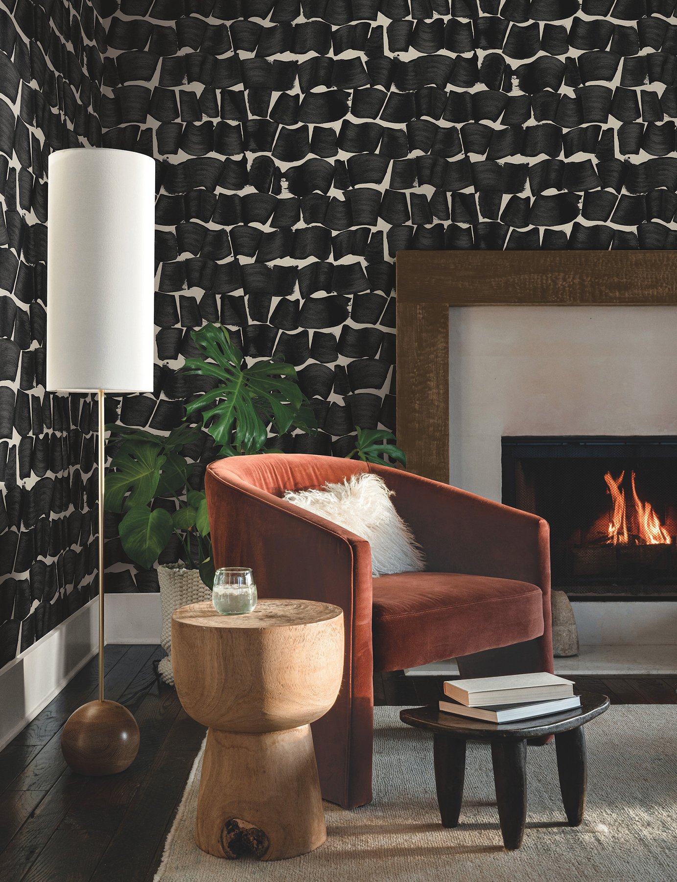 Brushed Ink Black Wallpaper