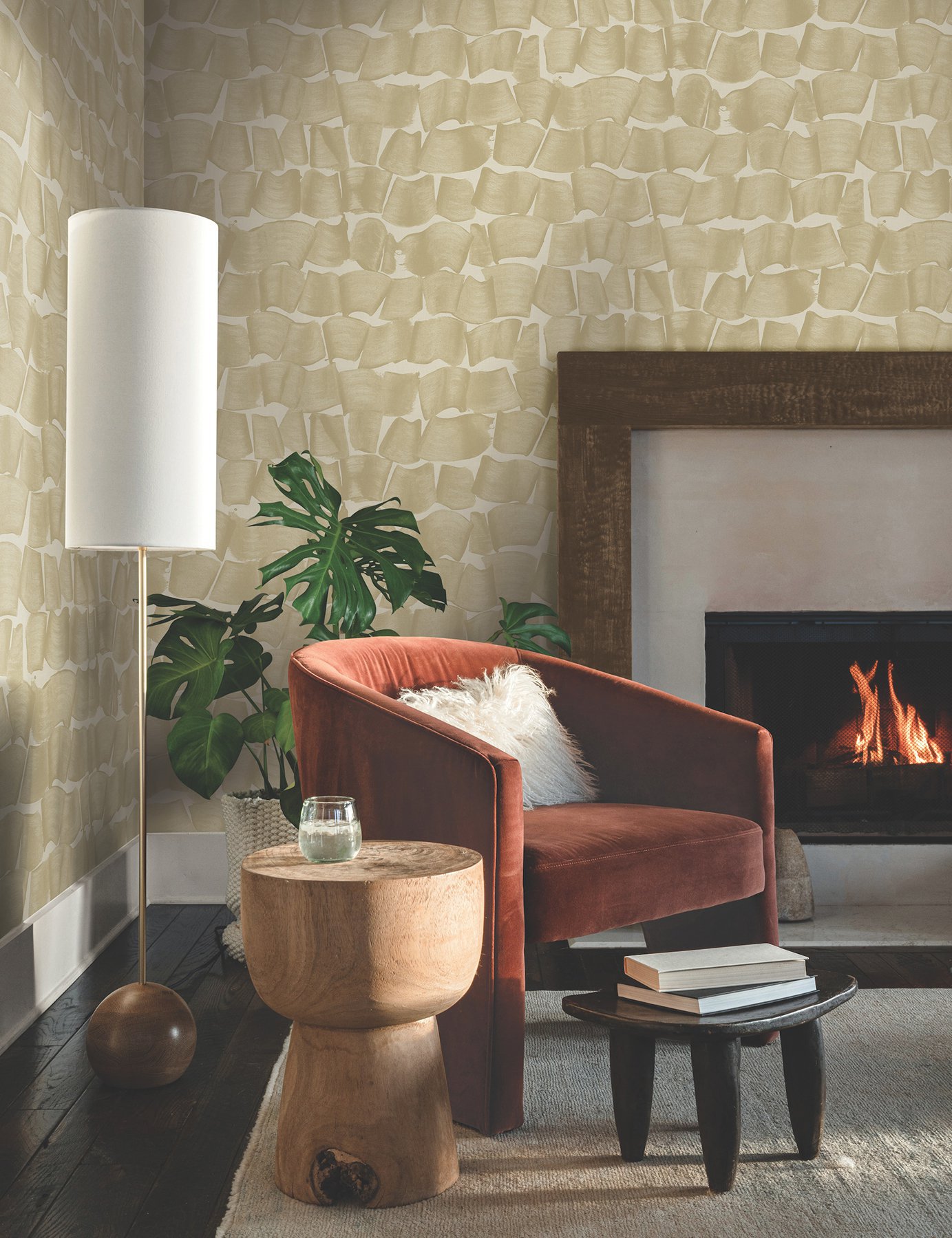 Brushed Ink Gold Wallpaper