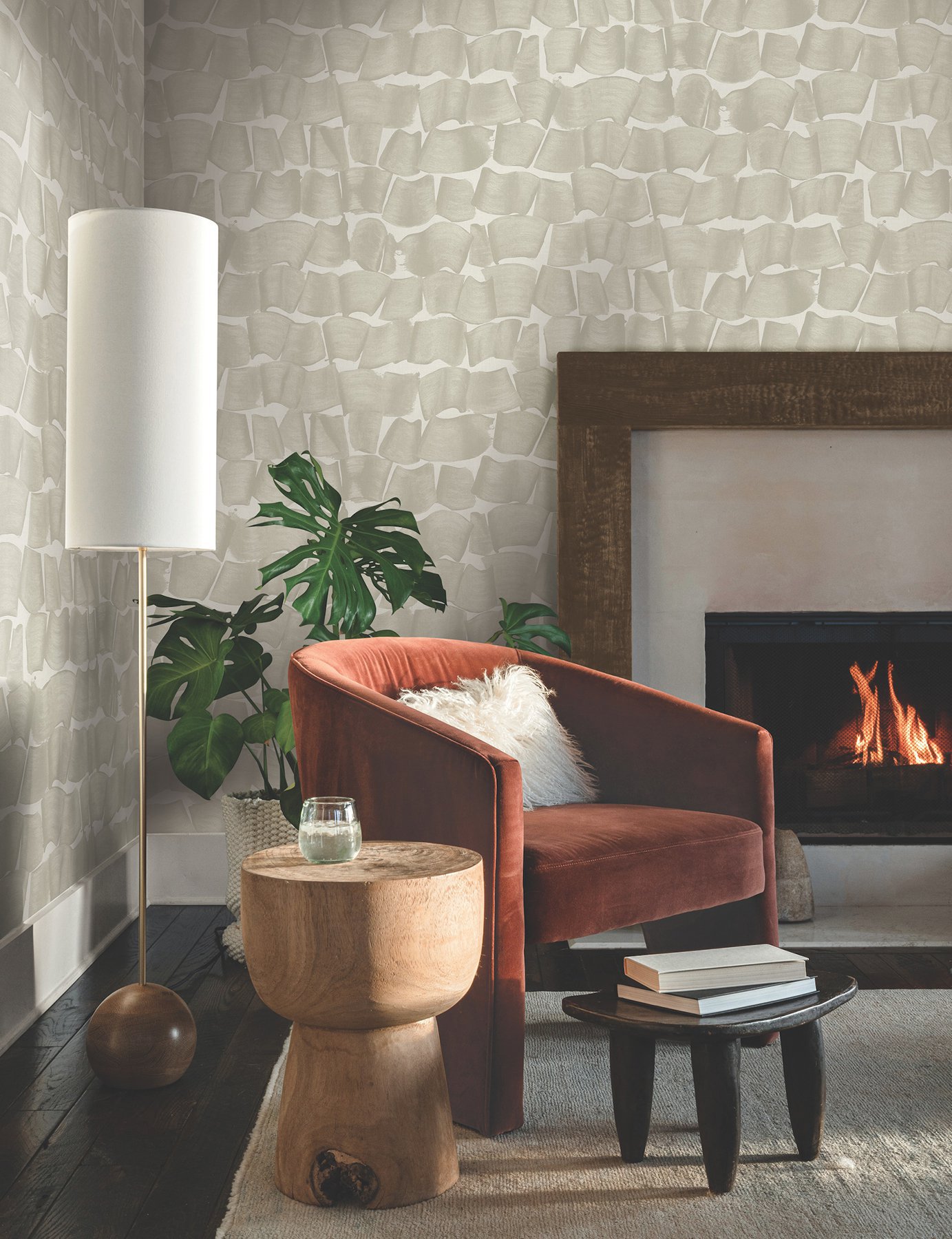 Brushed Ink Taupe Wallpaper