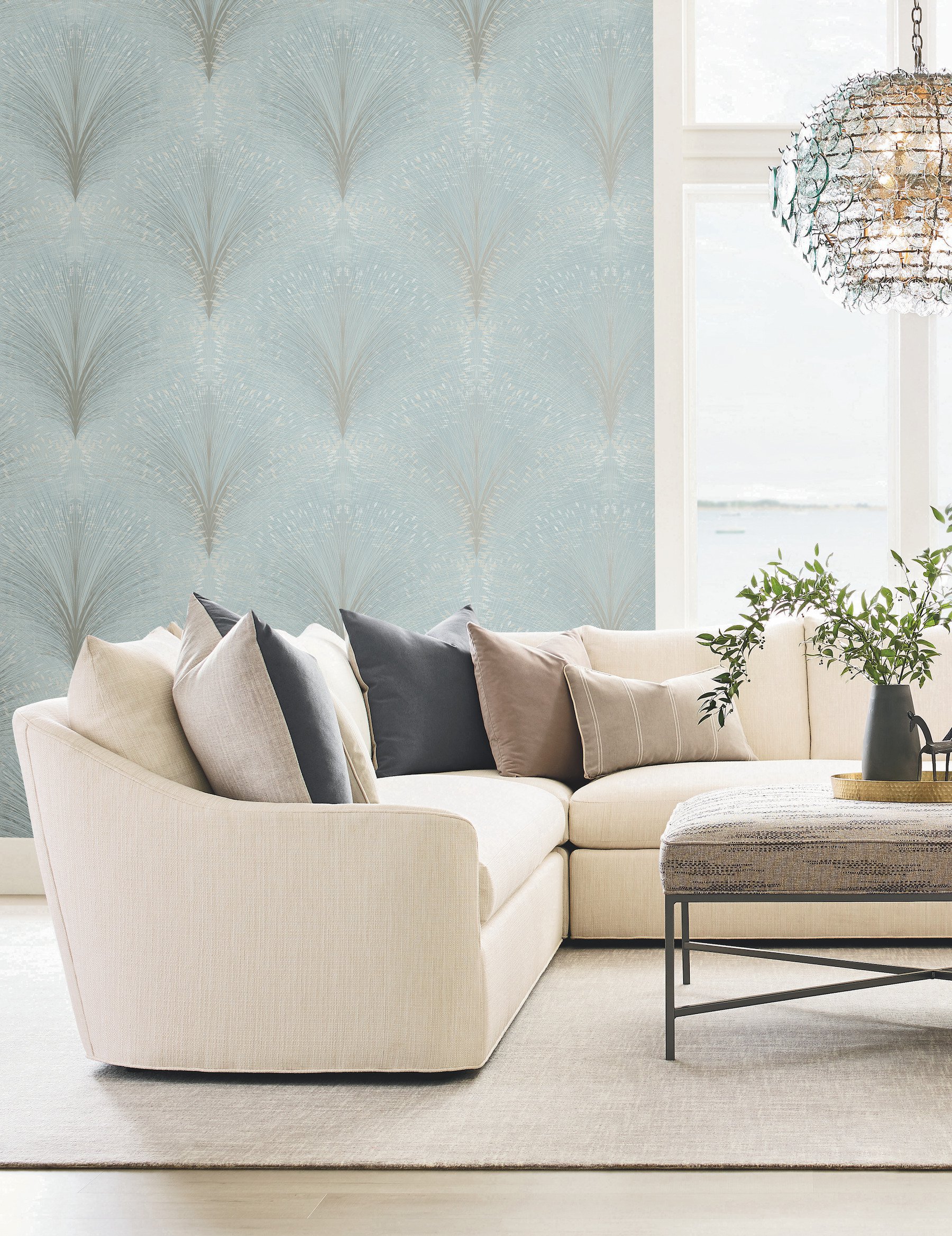 Papyrus Plume Sky Blue Wallpaper