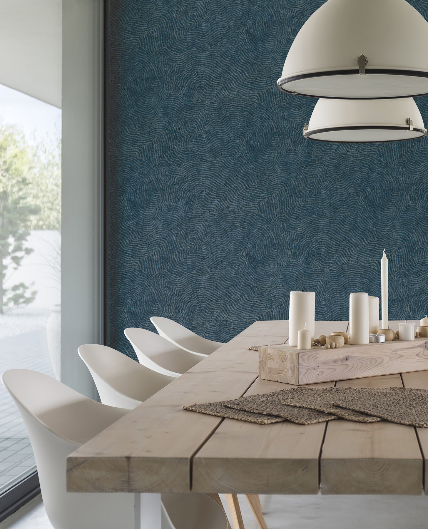 Modern Wood Indigo Wallpaper