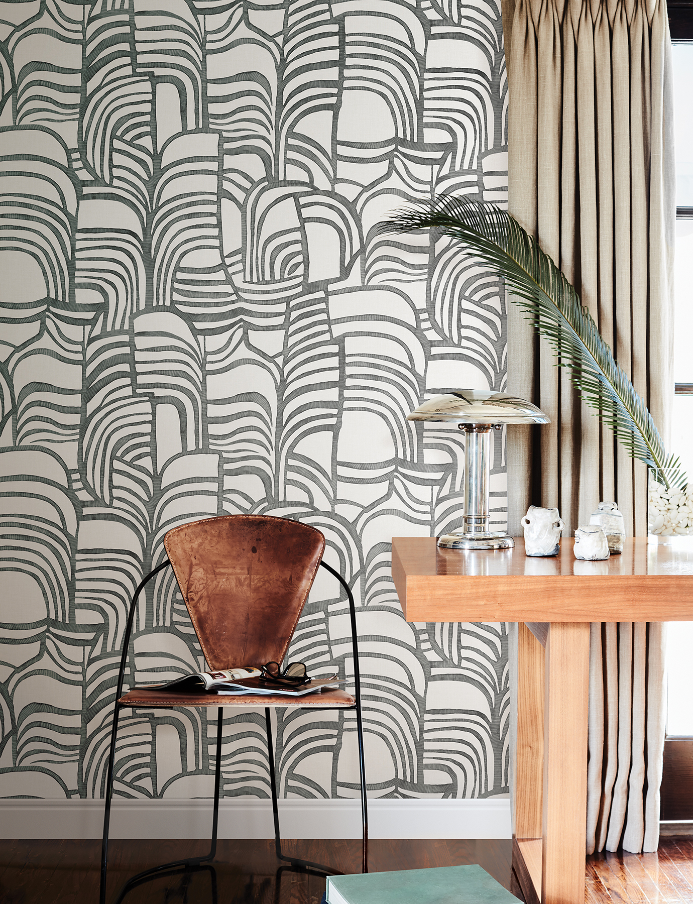 Featherwork Black & White Premium Peel + Stick Wallpaper