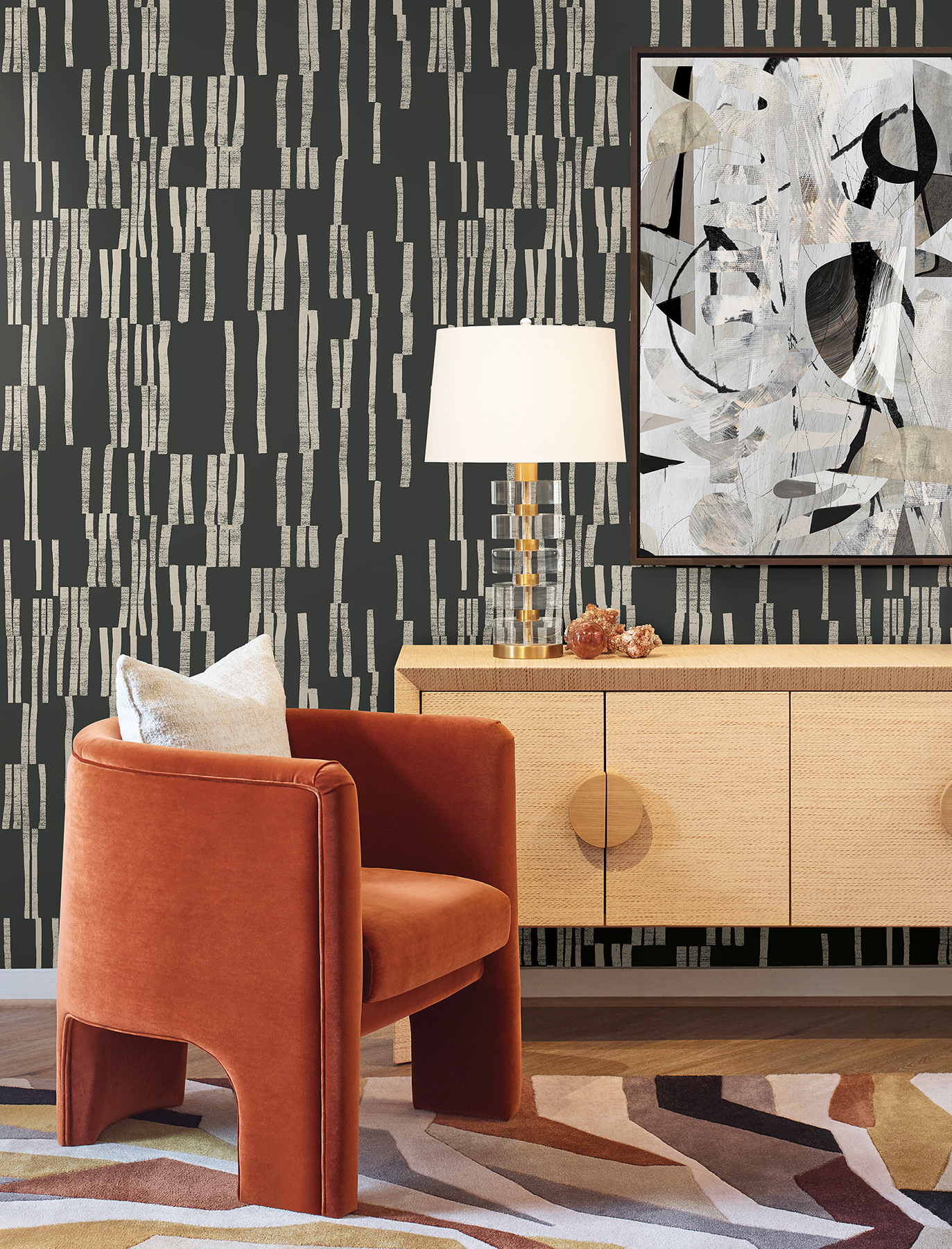 Koso Black & Taupe Premium Peel + Stick Wallpaper