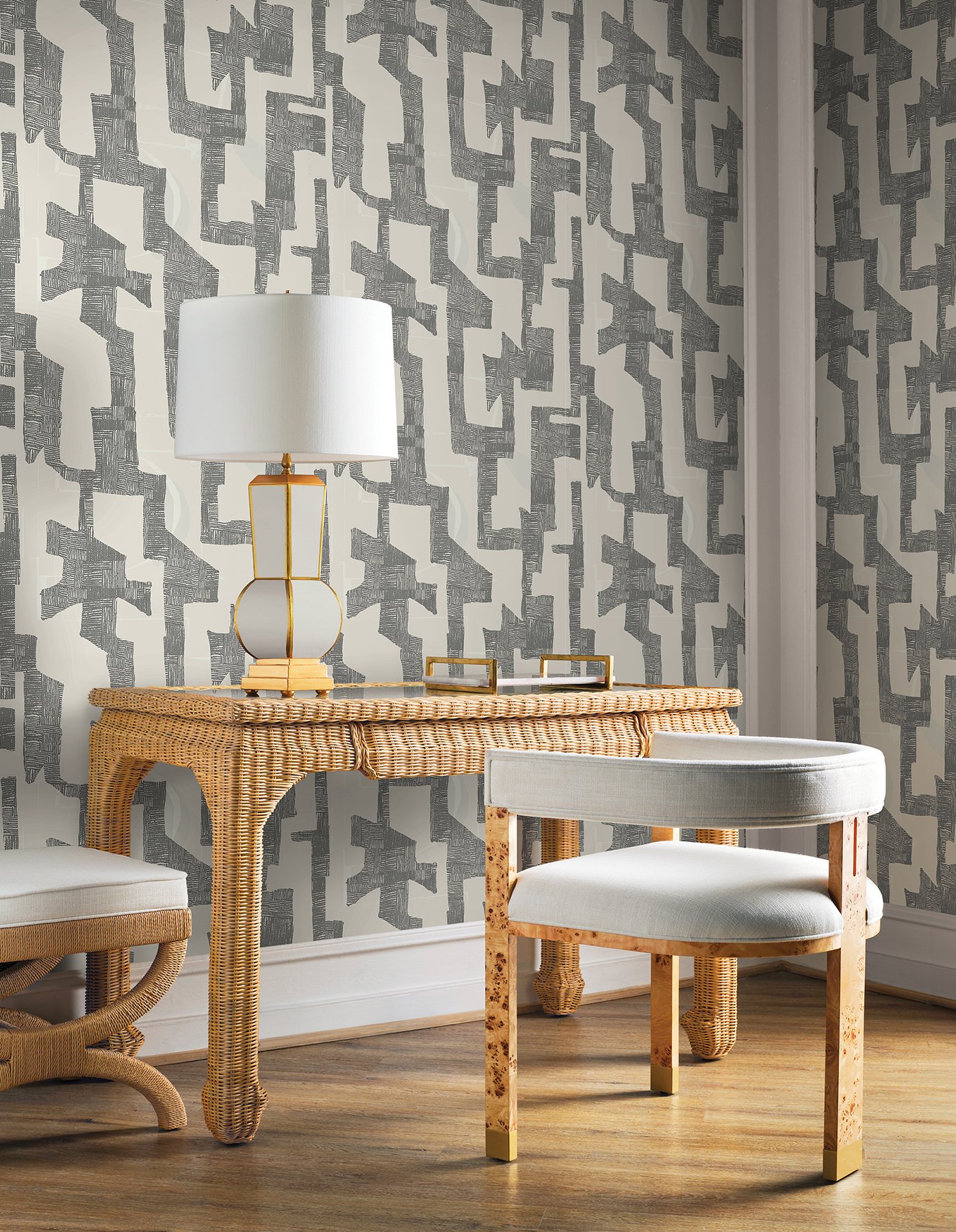Tribe Black & Taupe Premium Peel + Stick Wallpaper