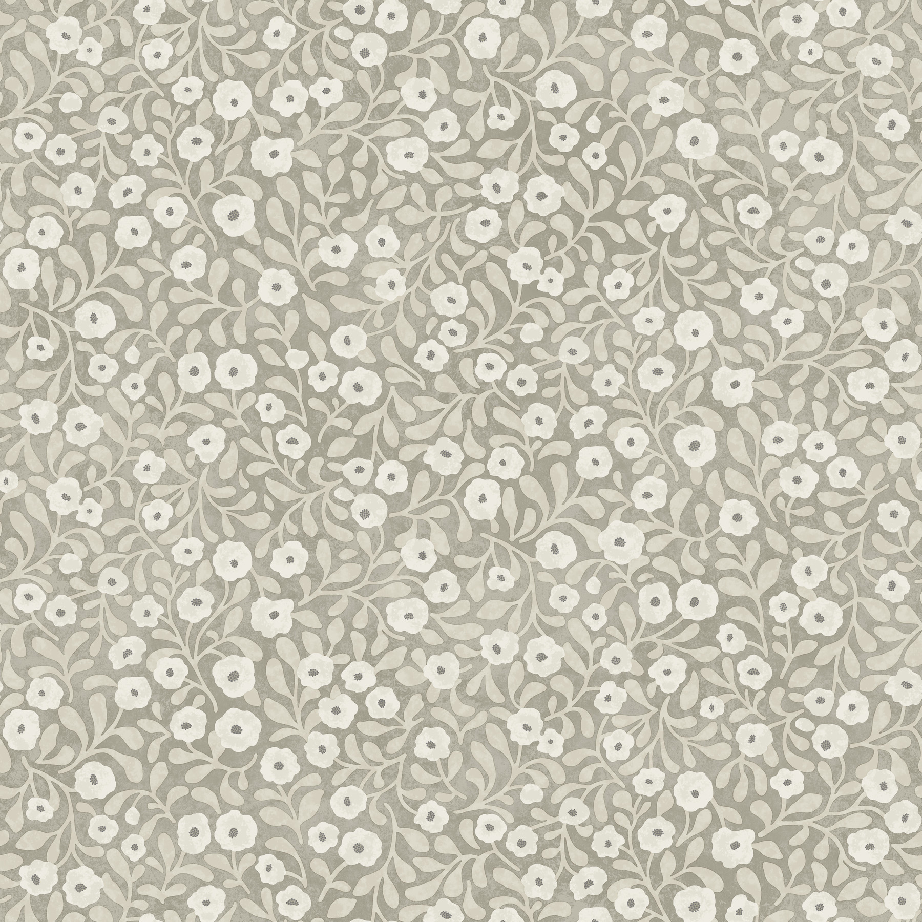 Poppy Trail Grey Floral Wallpaper