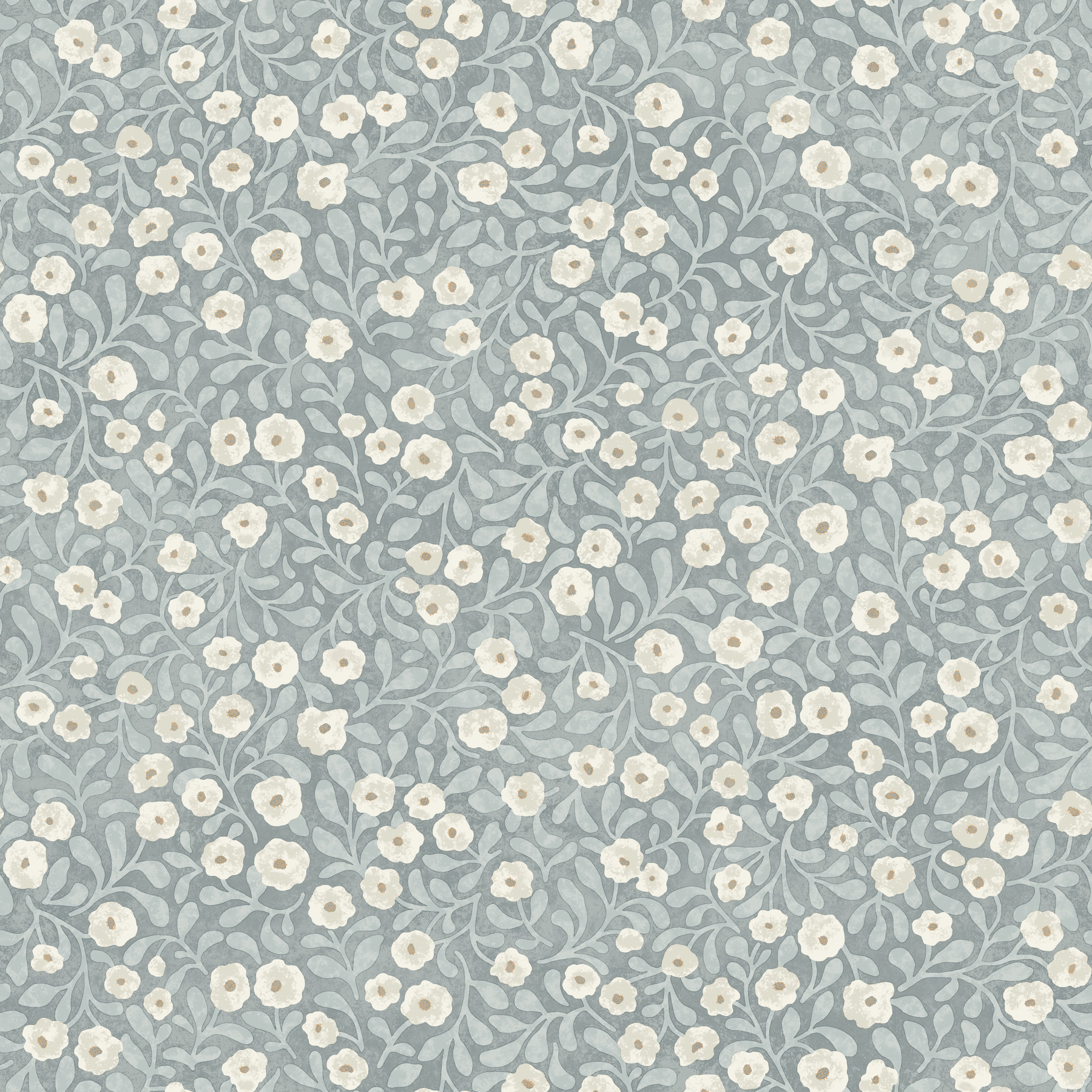 Poppy Trail Light Blue Floral Wallpaper