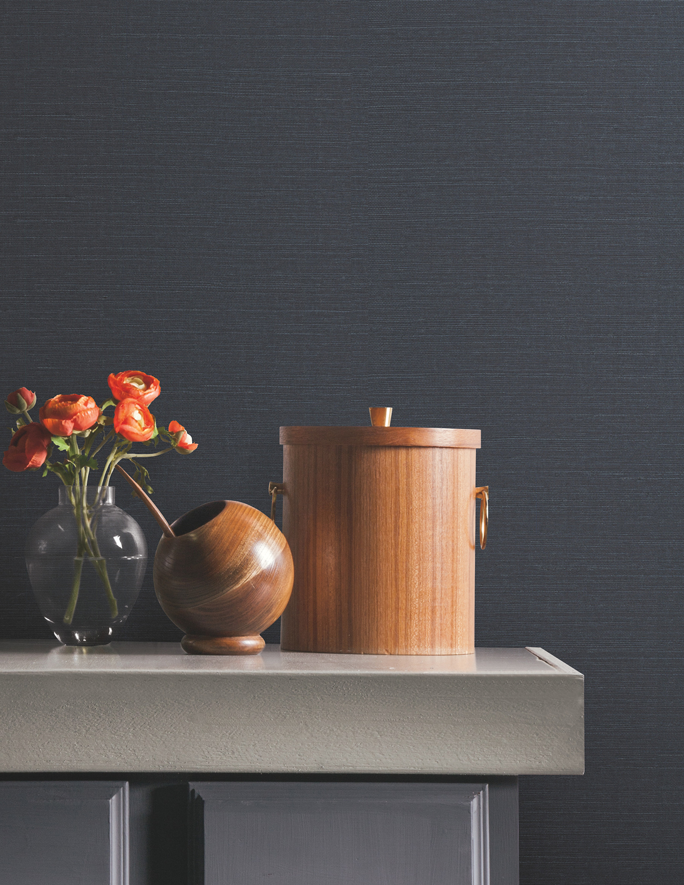 Natural Sisal Navy Peel & Stick Grasscloth Wallpaper