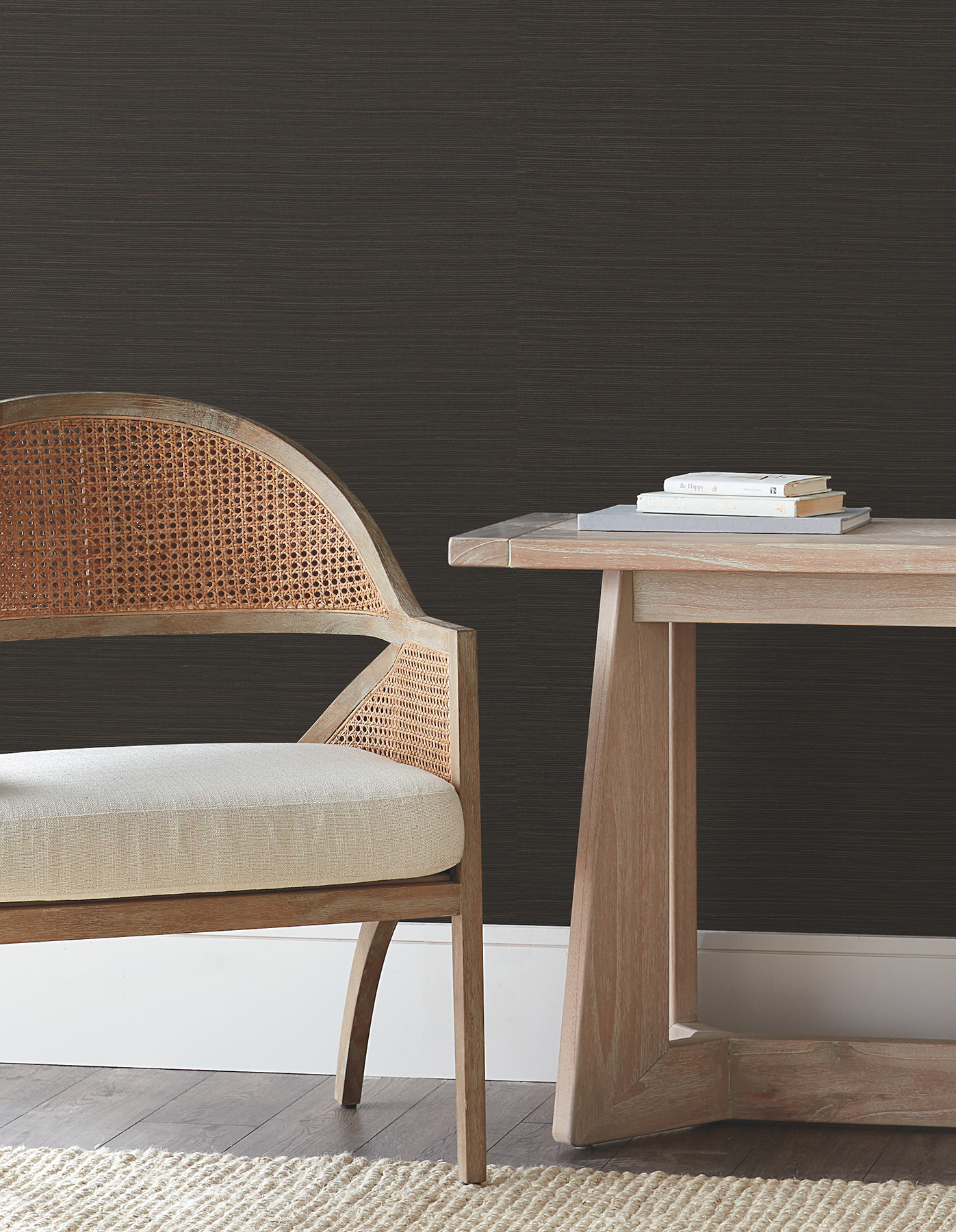 Natural Sisal Black Peel & Stick Grasscloth Wallpaper