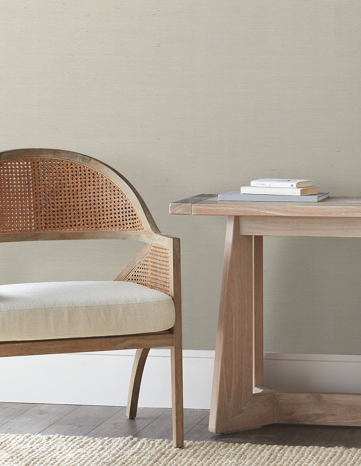 Natural Sisal White Peel & Stick Grasscloth Wallpaper