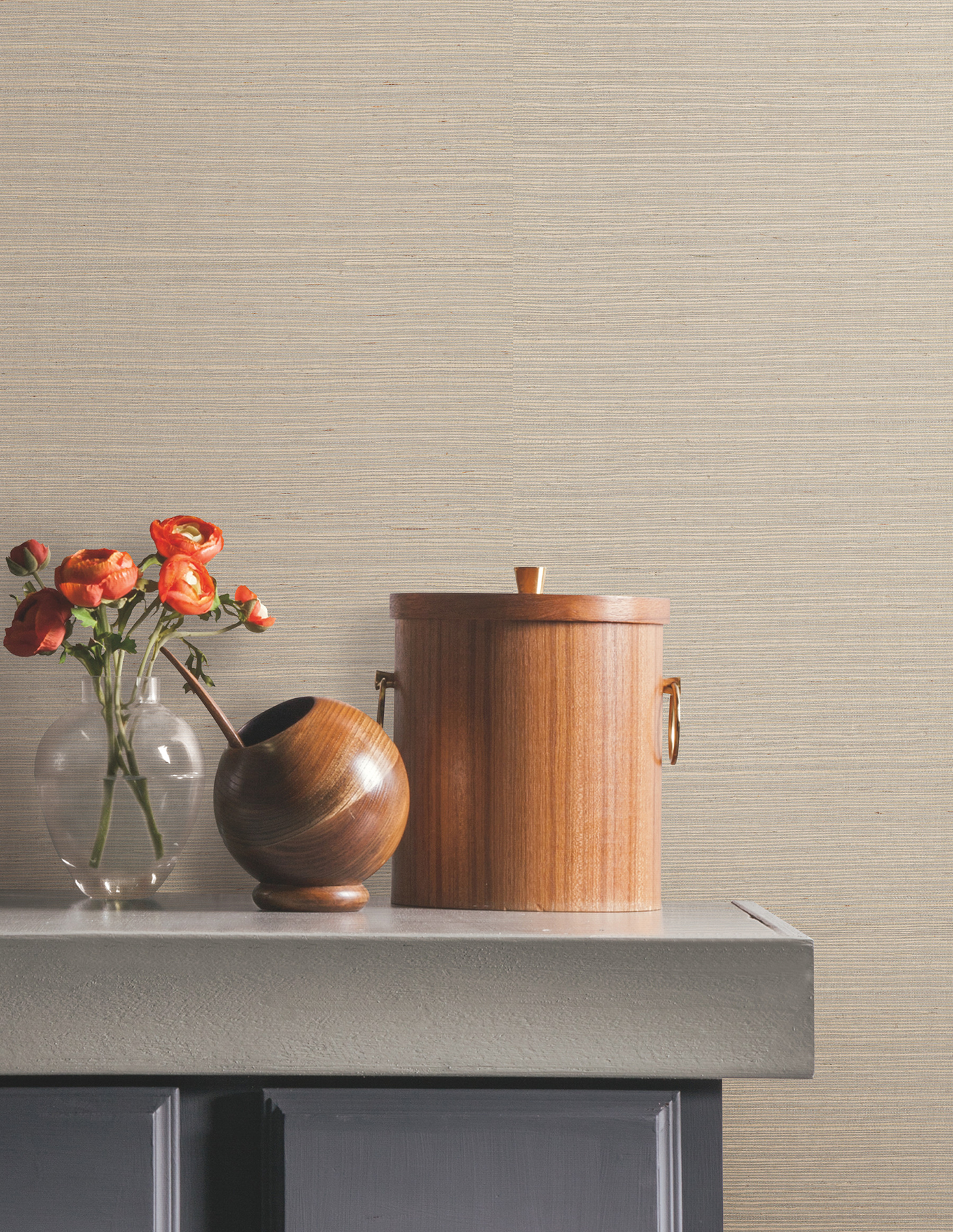 Natural Sisal Warm Grey Peel & Stick Grasscloth Wallpaper