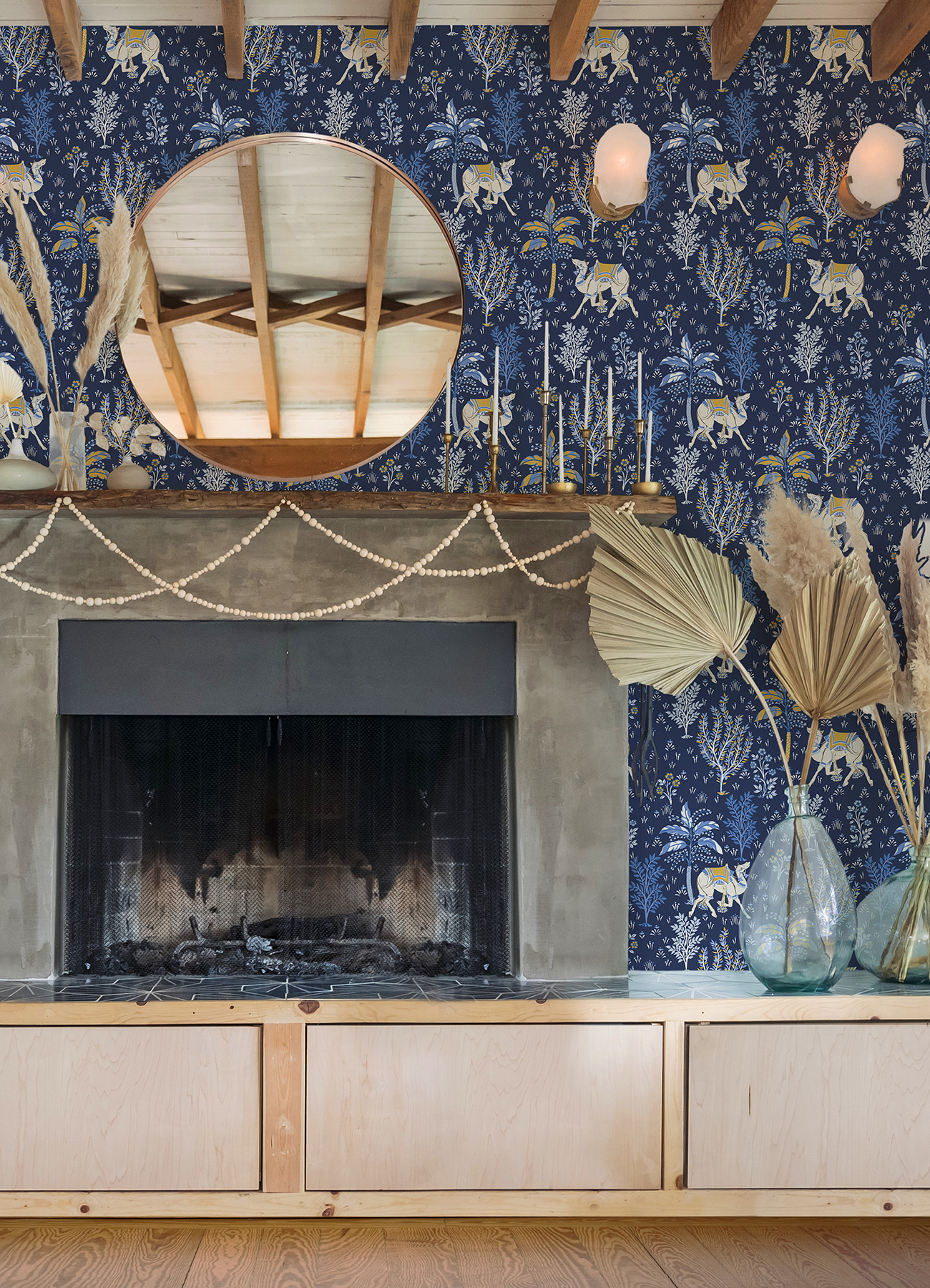 Navy Camel's Courtyard Peel & Stick Wallpaper
