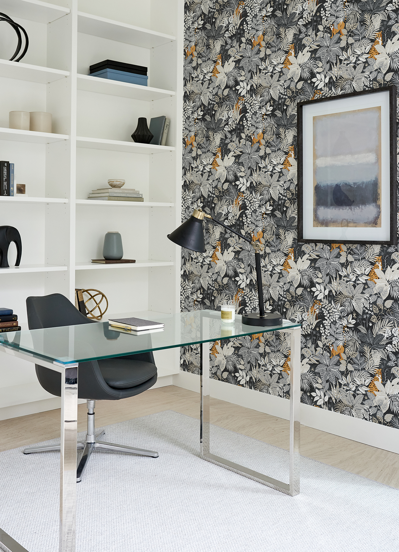 Charcoal Tropical Oasis Peel & Stick Wallpaper